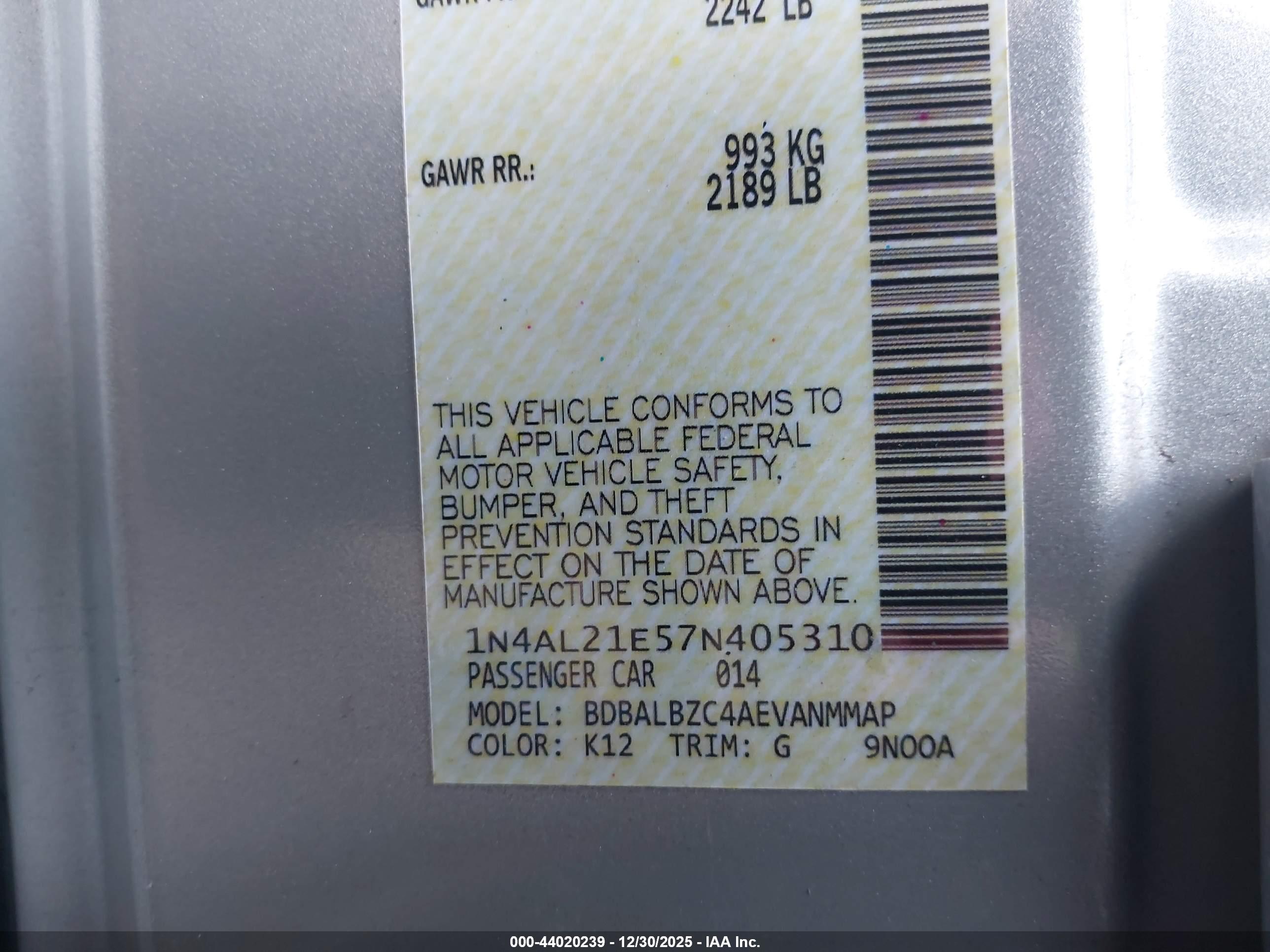 NISSAN ALTIMA image 9