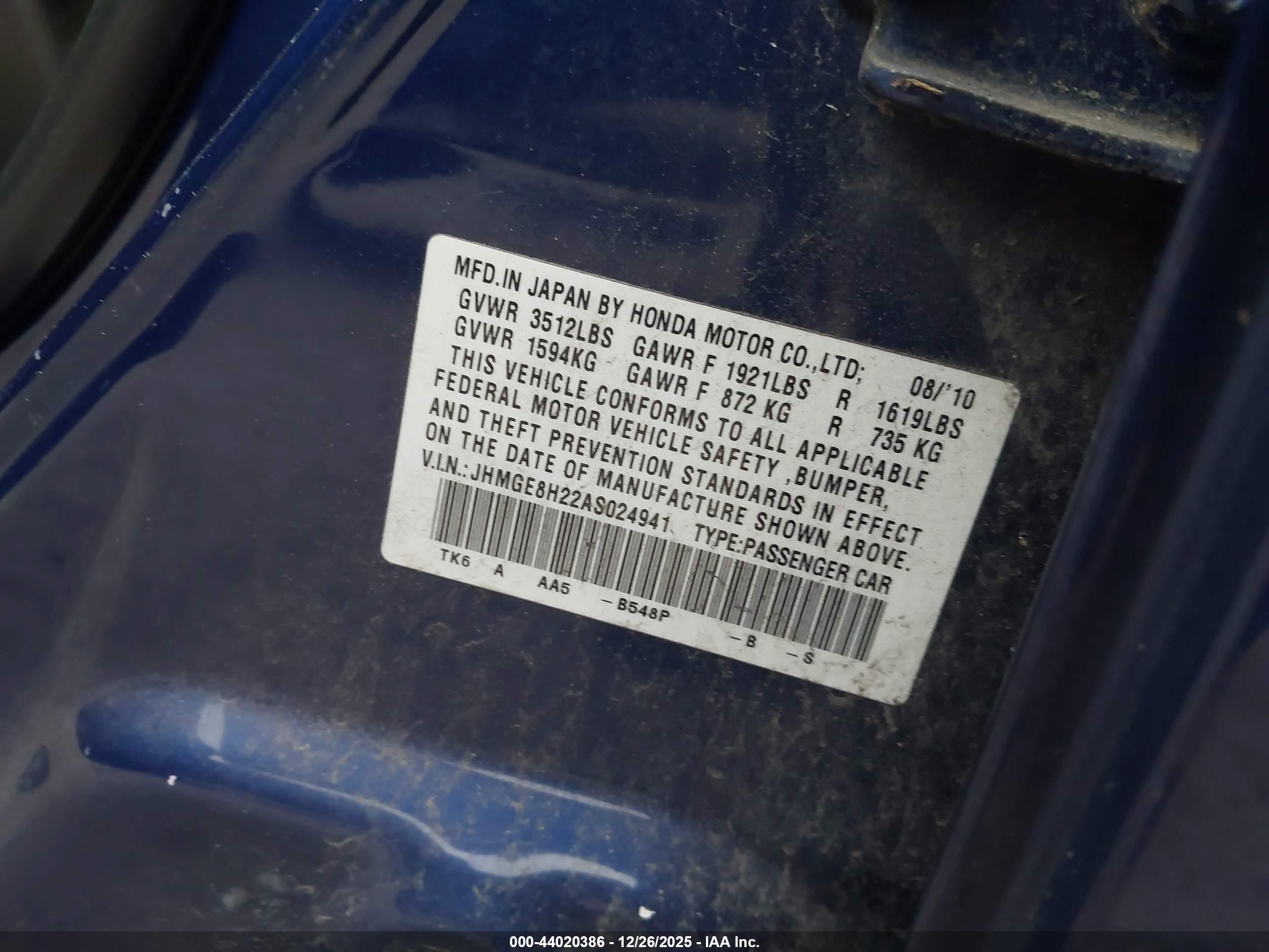HONDA FIT image 9
