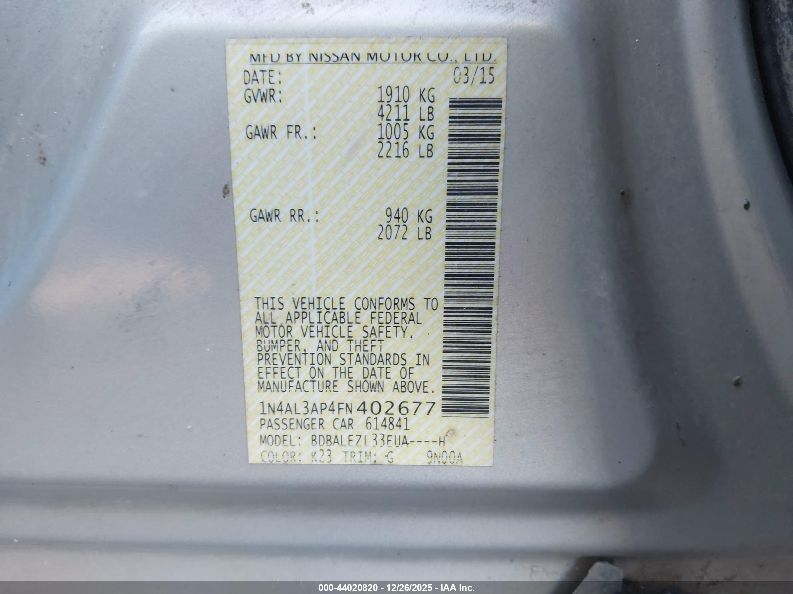 NISSAN ALTIMA image 9