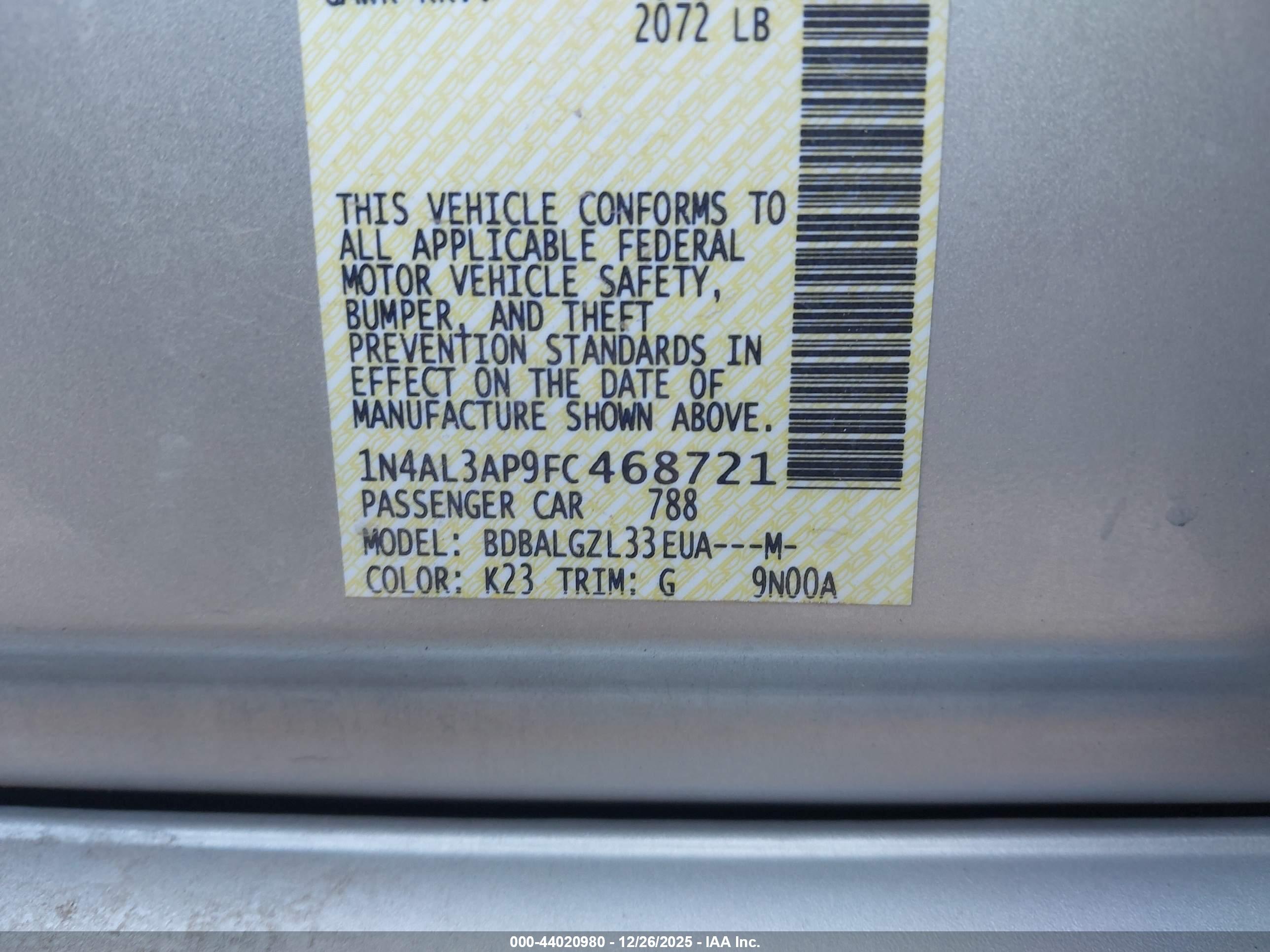 NISSAN ALTIMA image 9