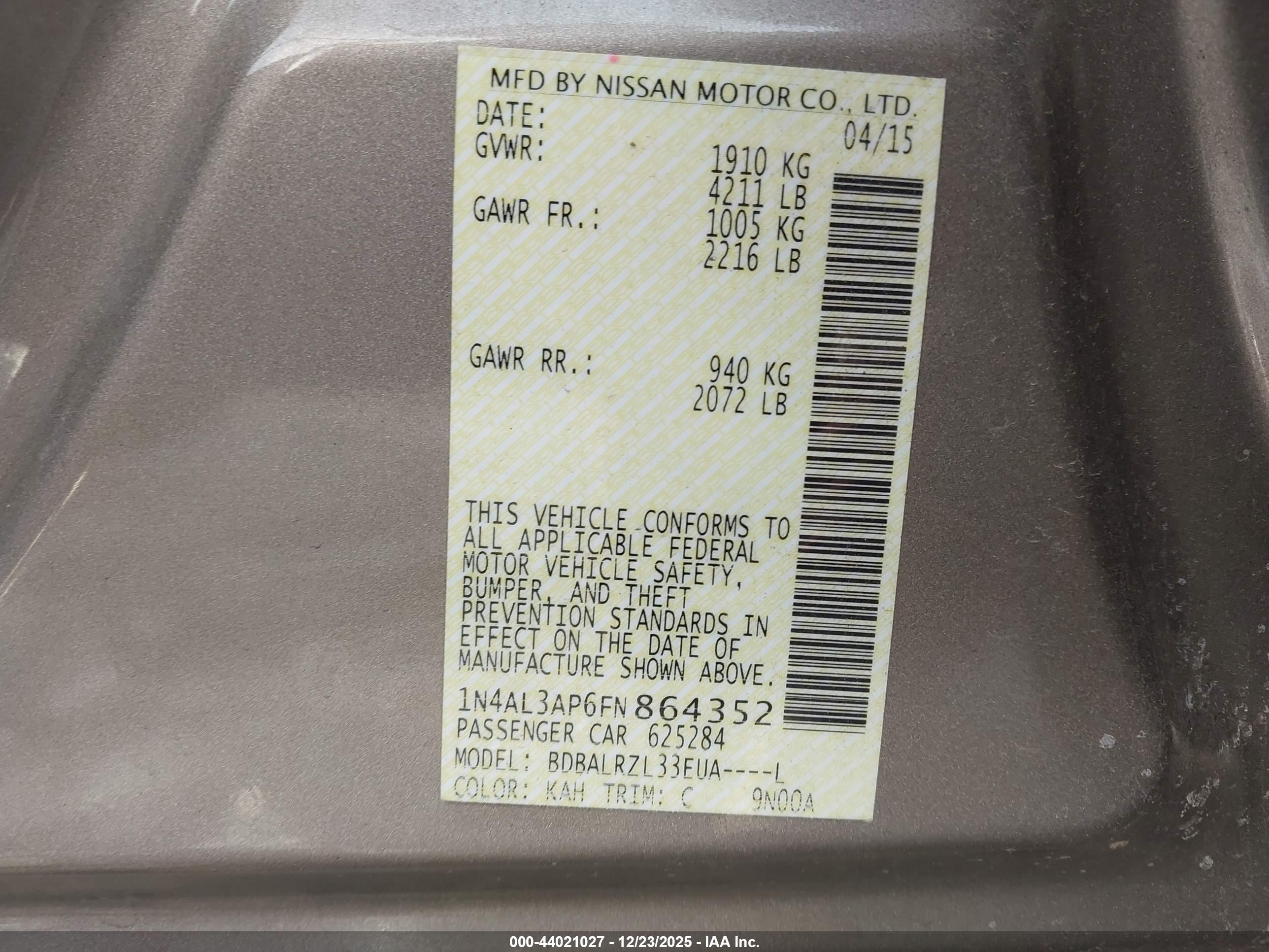 NISSAN ALTIMA image 9
