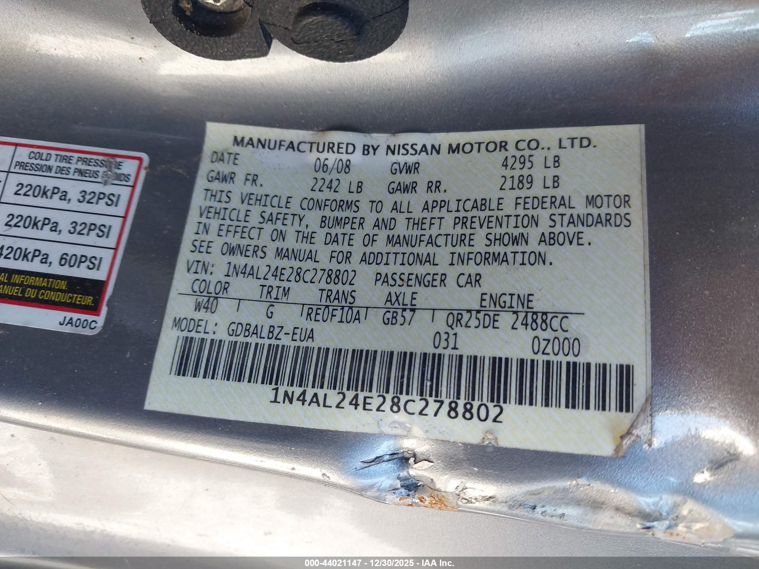 NISSAN ALTIMA image 9