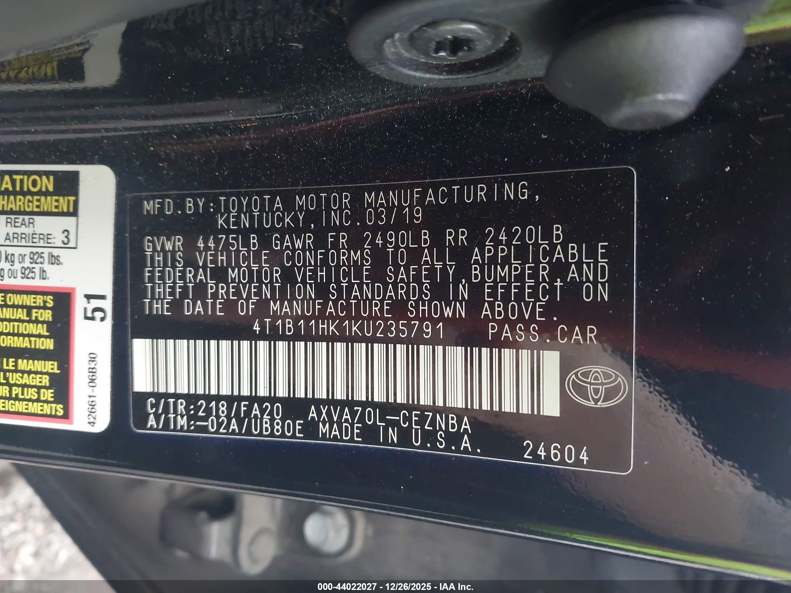 TOYOTA CAMRY image 9