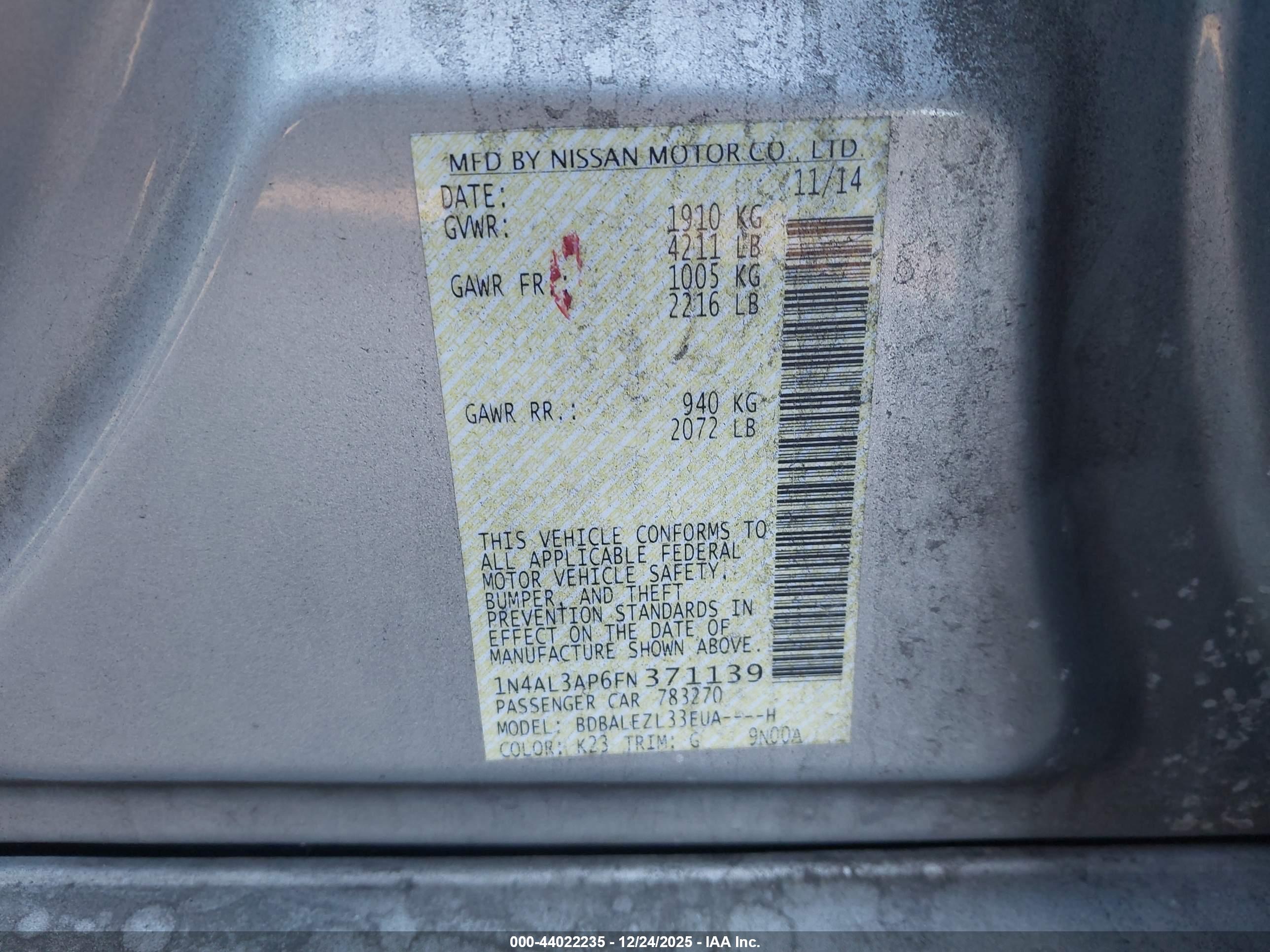 NISSAN ALTIMA image 9