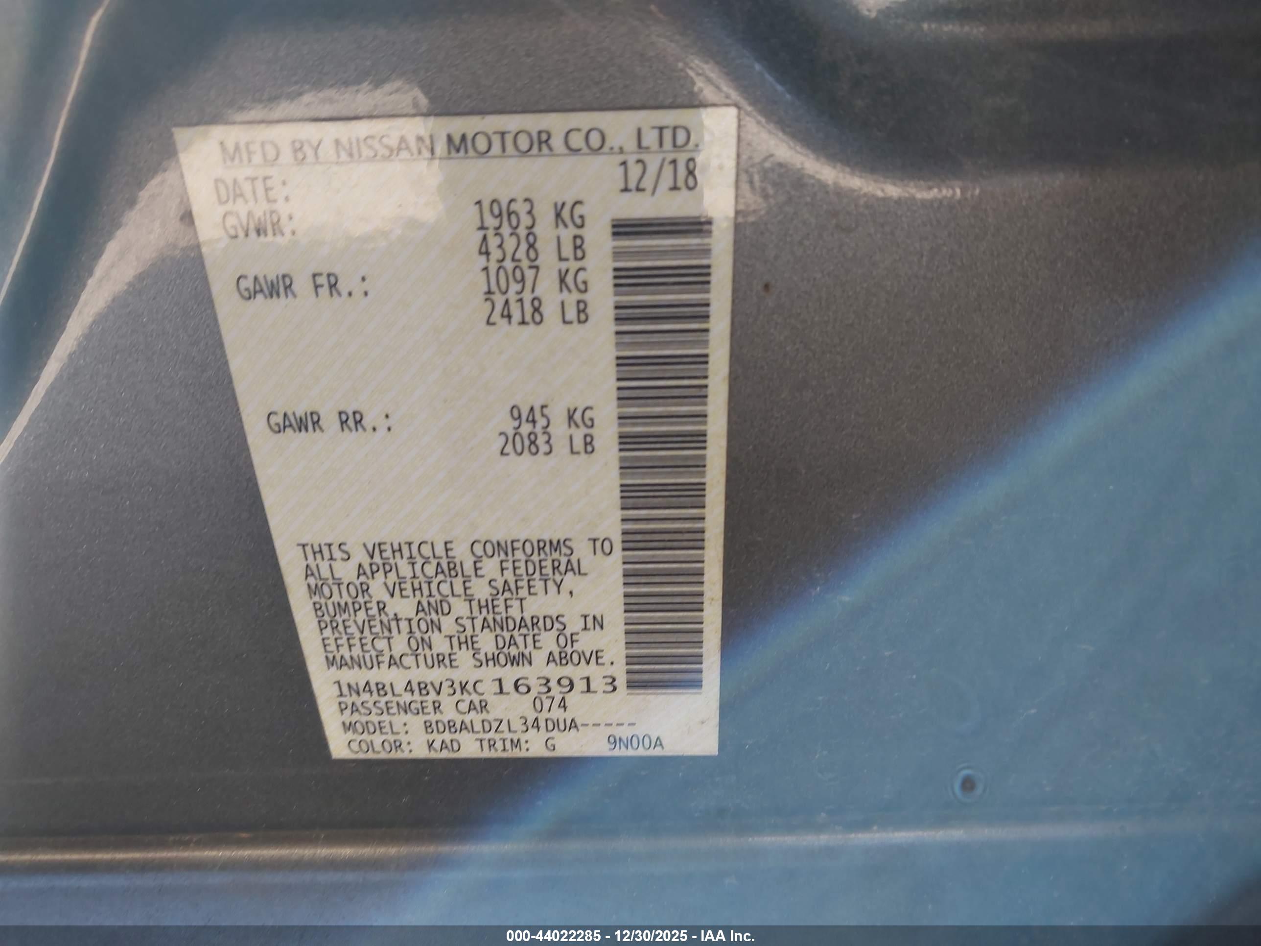 NISSAN ALTIMA image 9