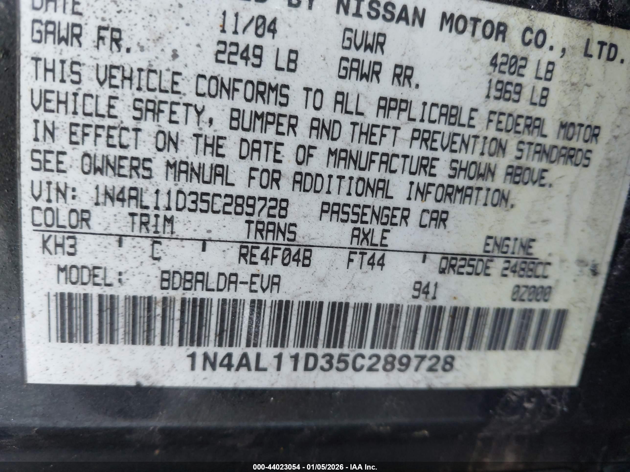 NISSAN ALTIMA image 9