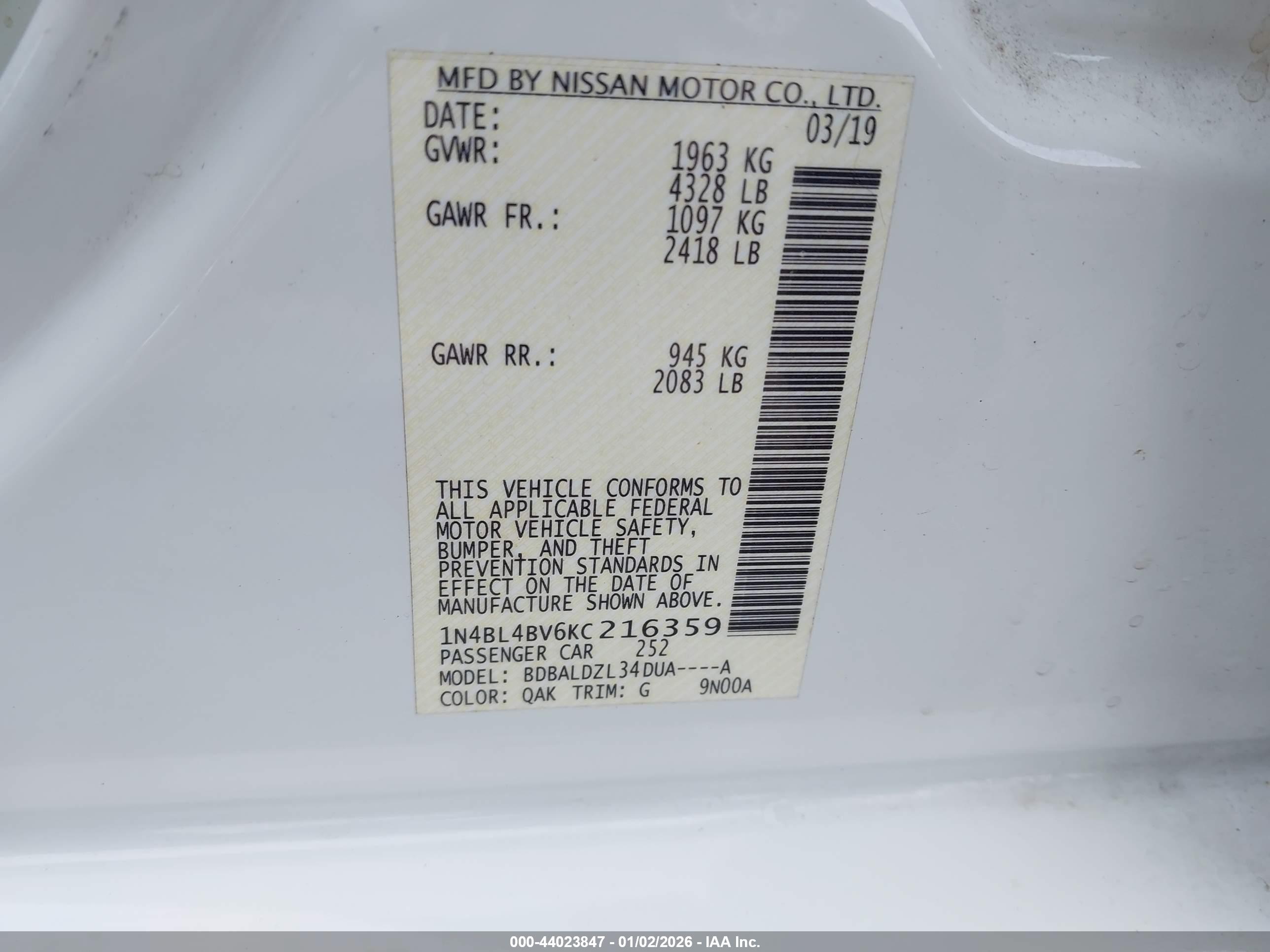 NISSAN ALTIMA image 9