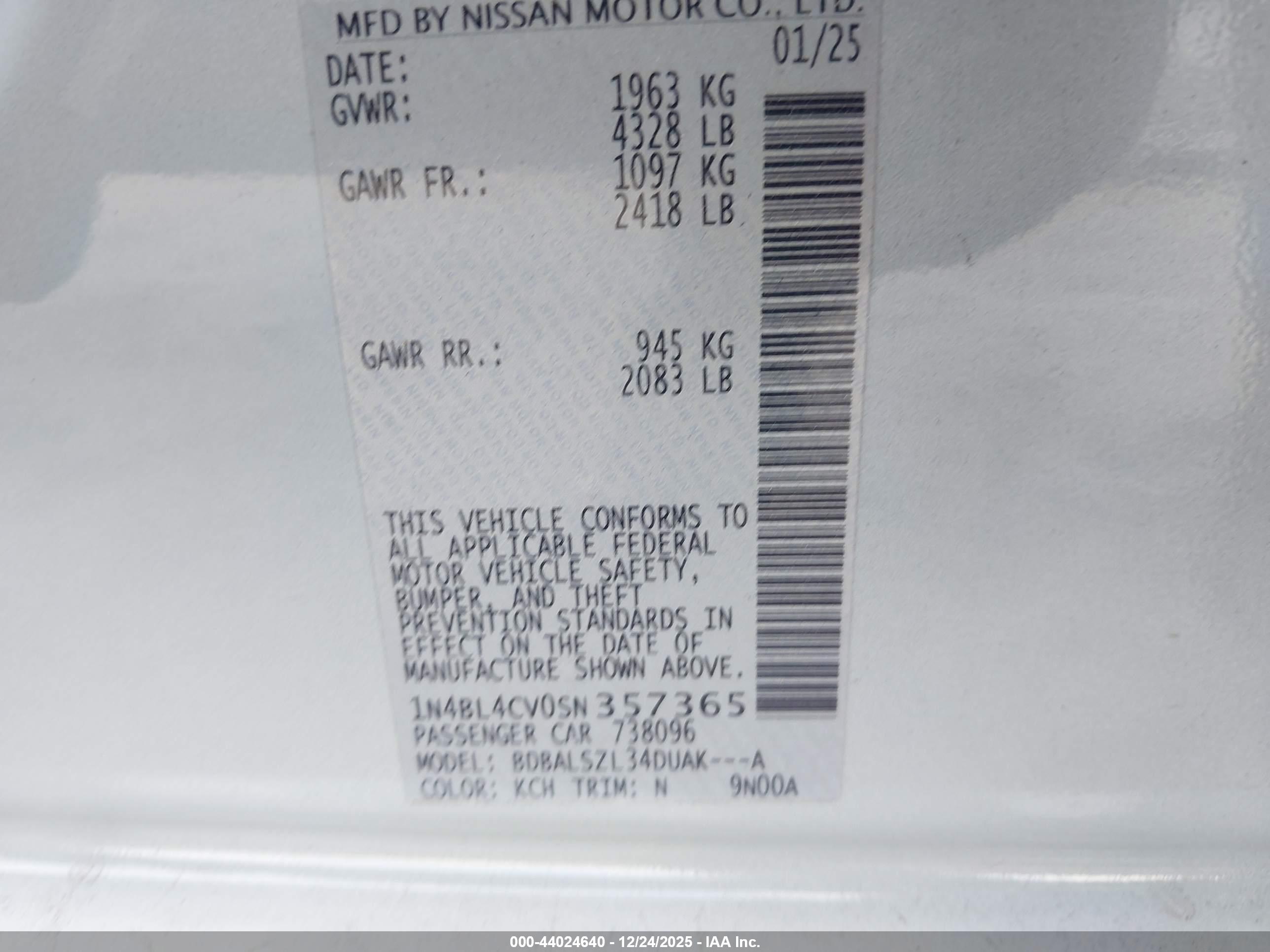 NISSAN ALTIMA image 9