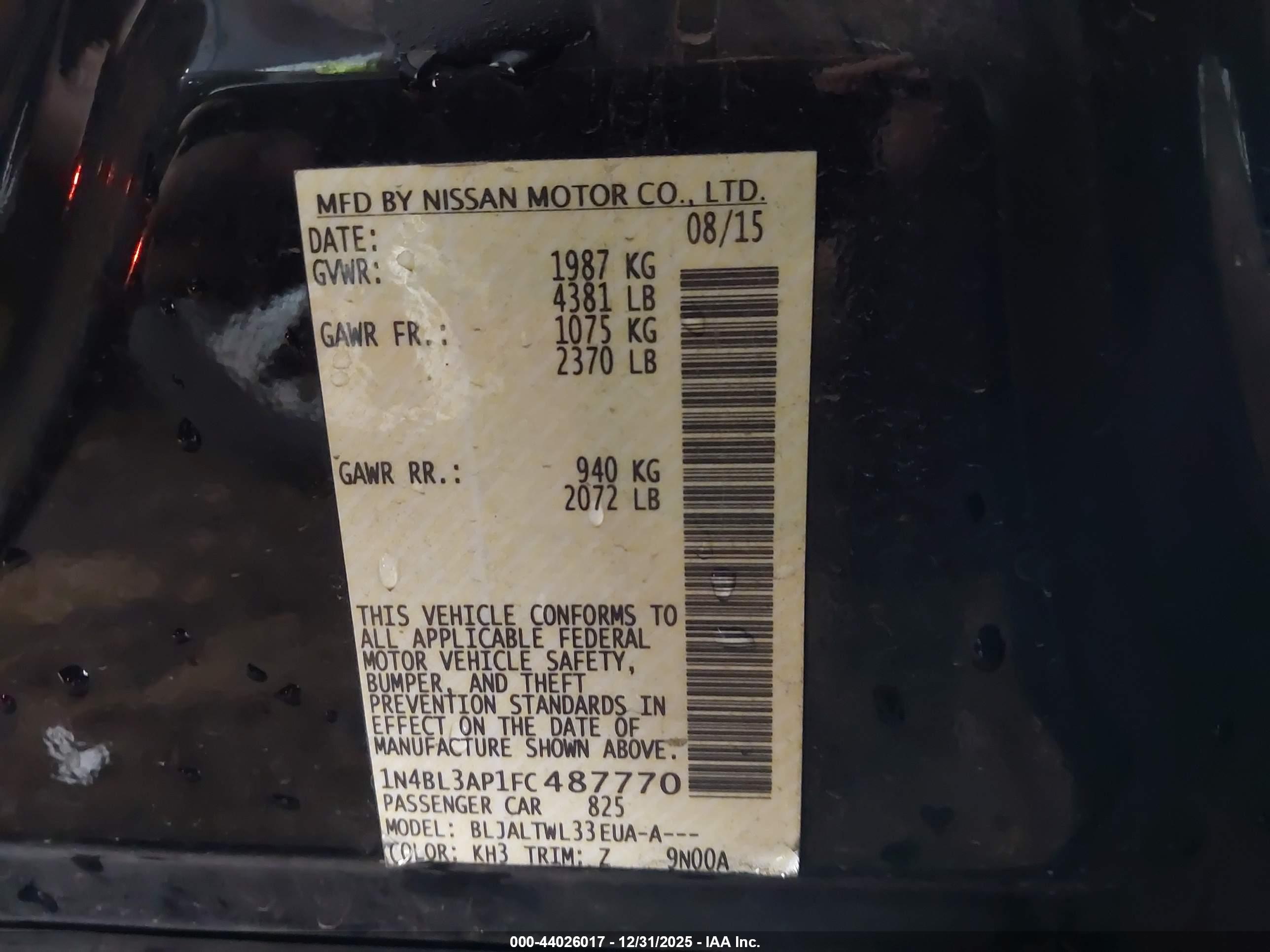 NISSAN ALTIMA image 9