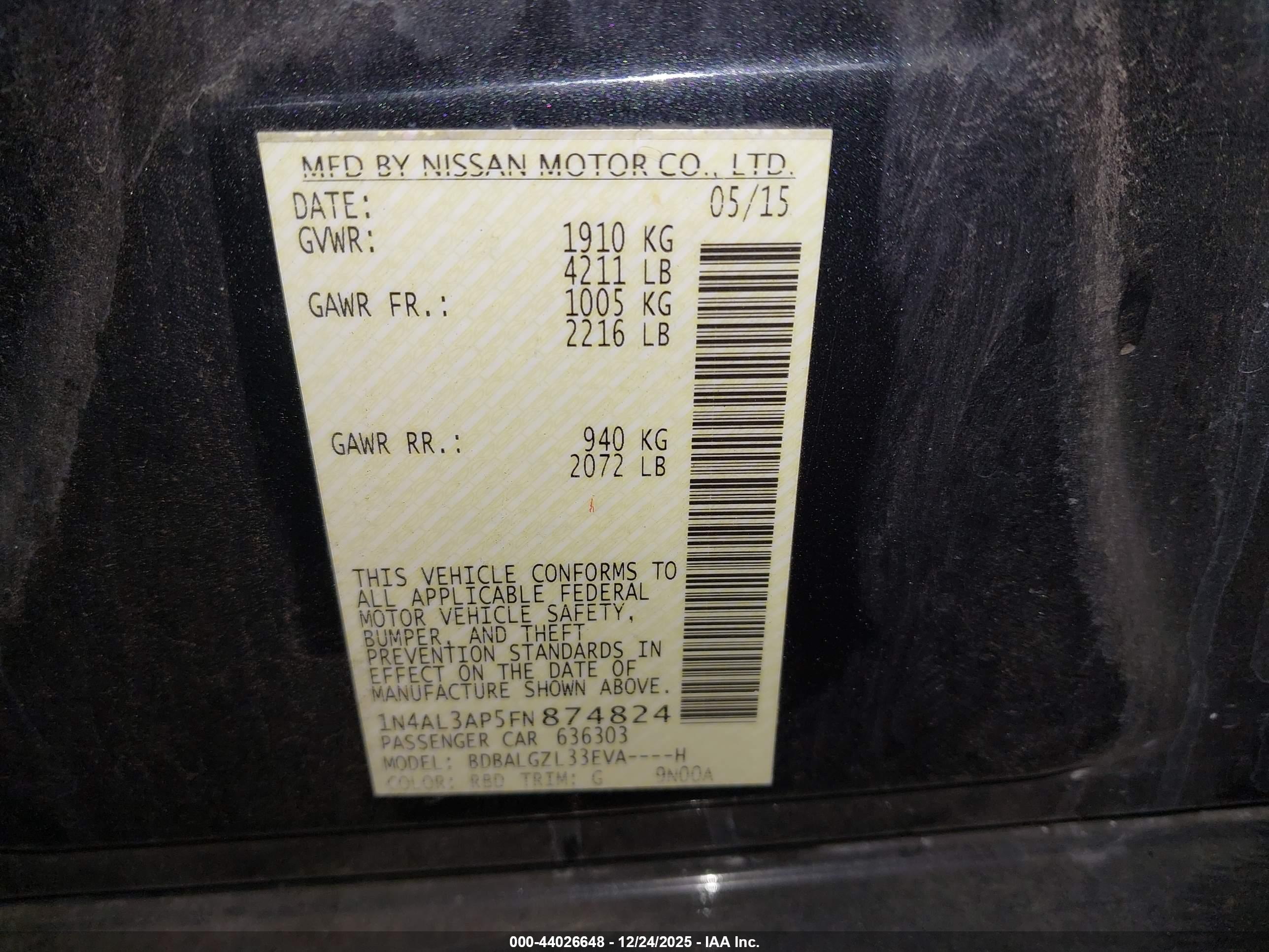 NISSAN ALTIMA image 9