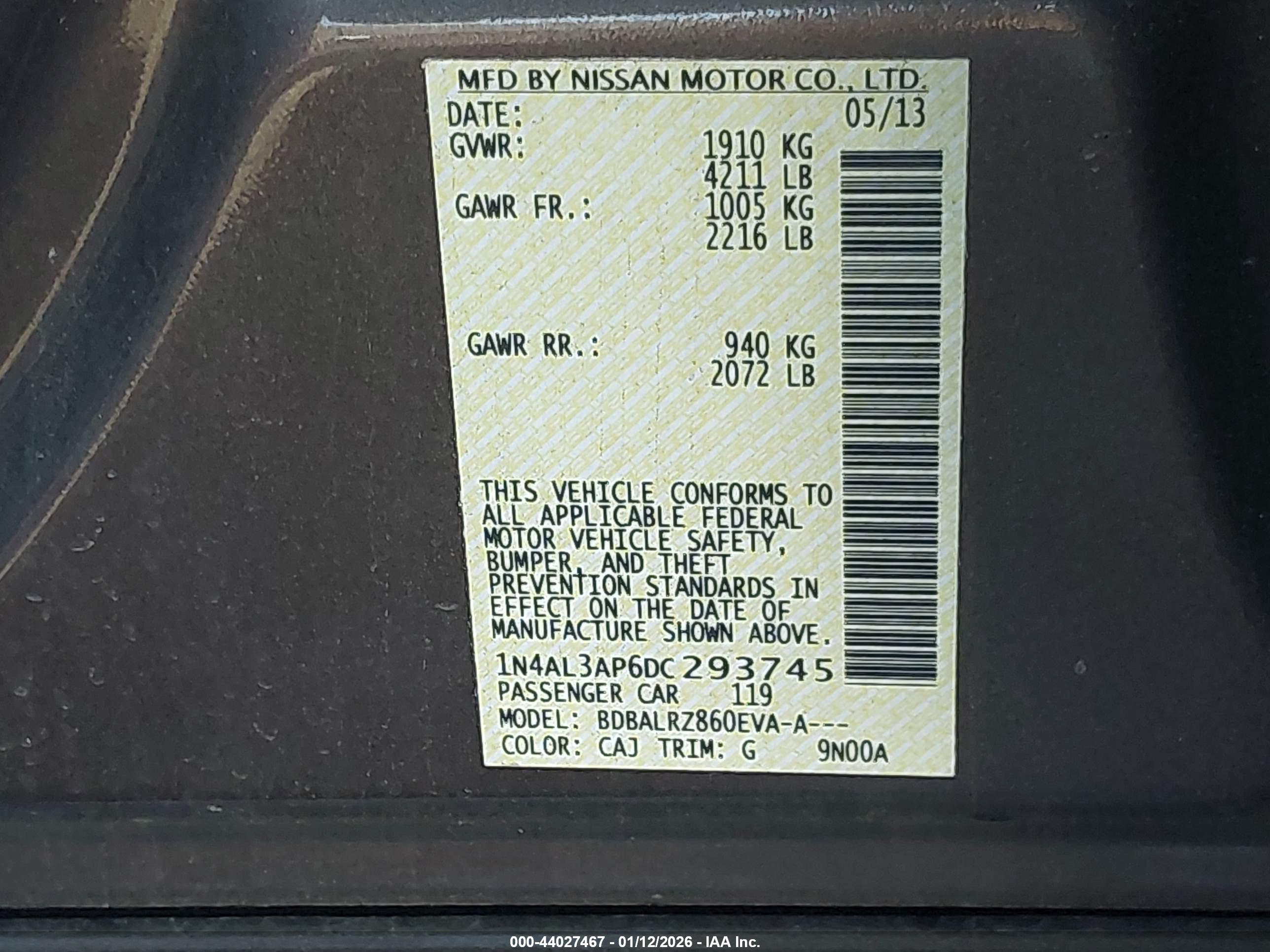 NISSAN ALTIMA image 9