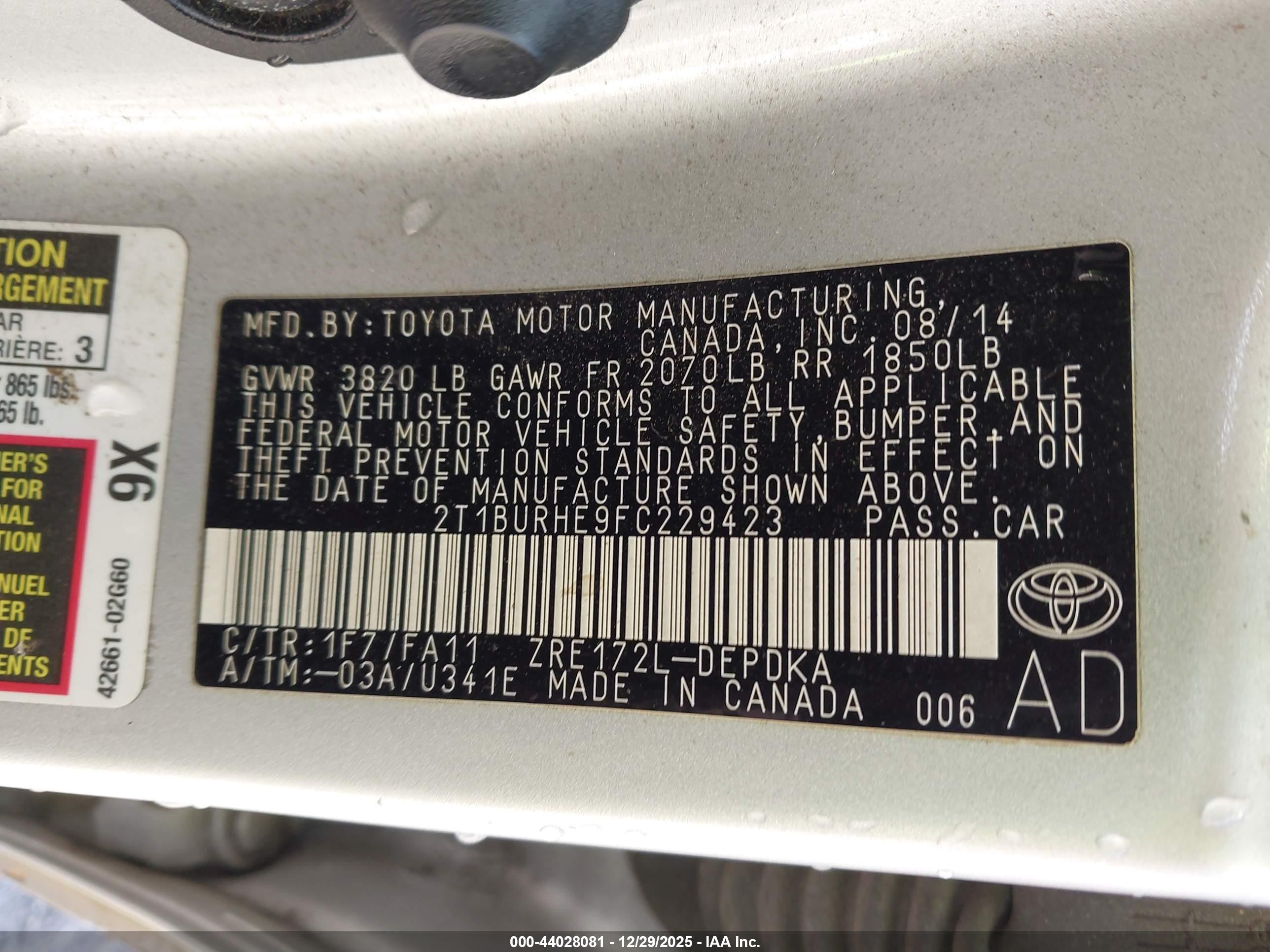 TOYOTA COROLLA image 9