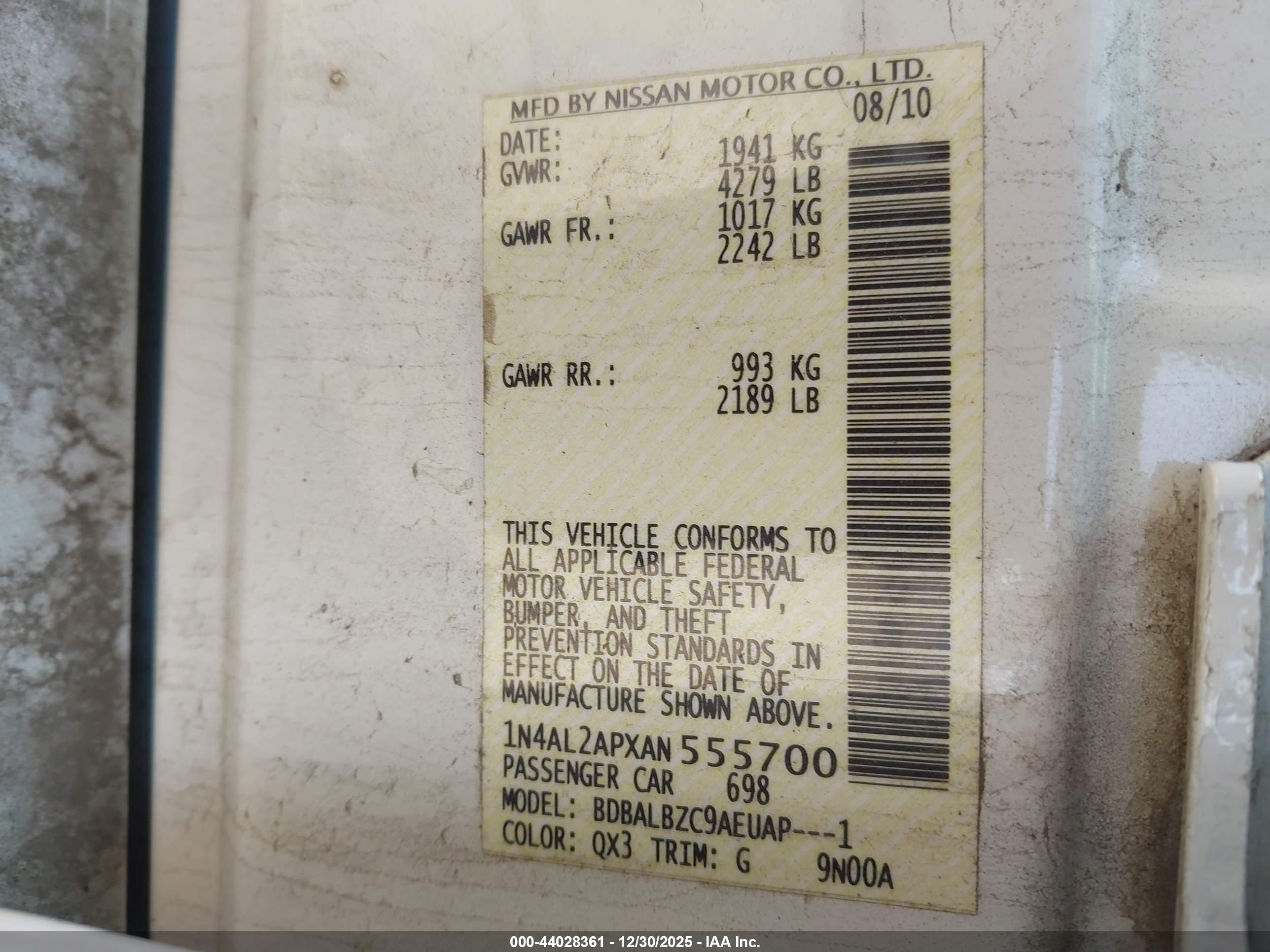NISSAN ALTIMA image 9