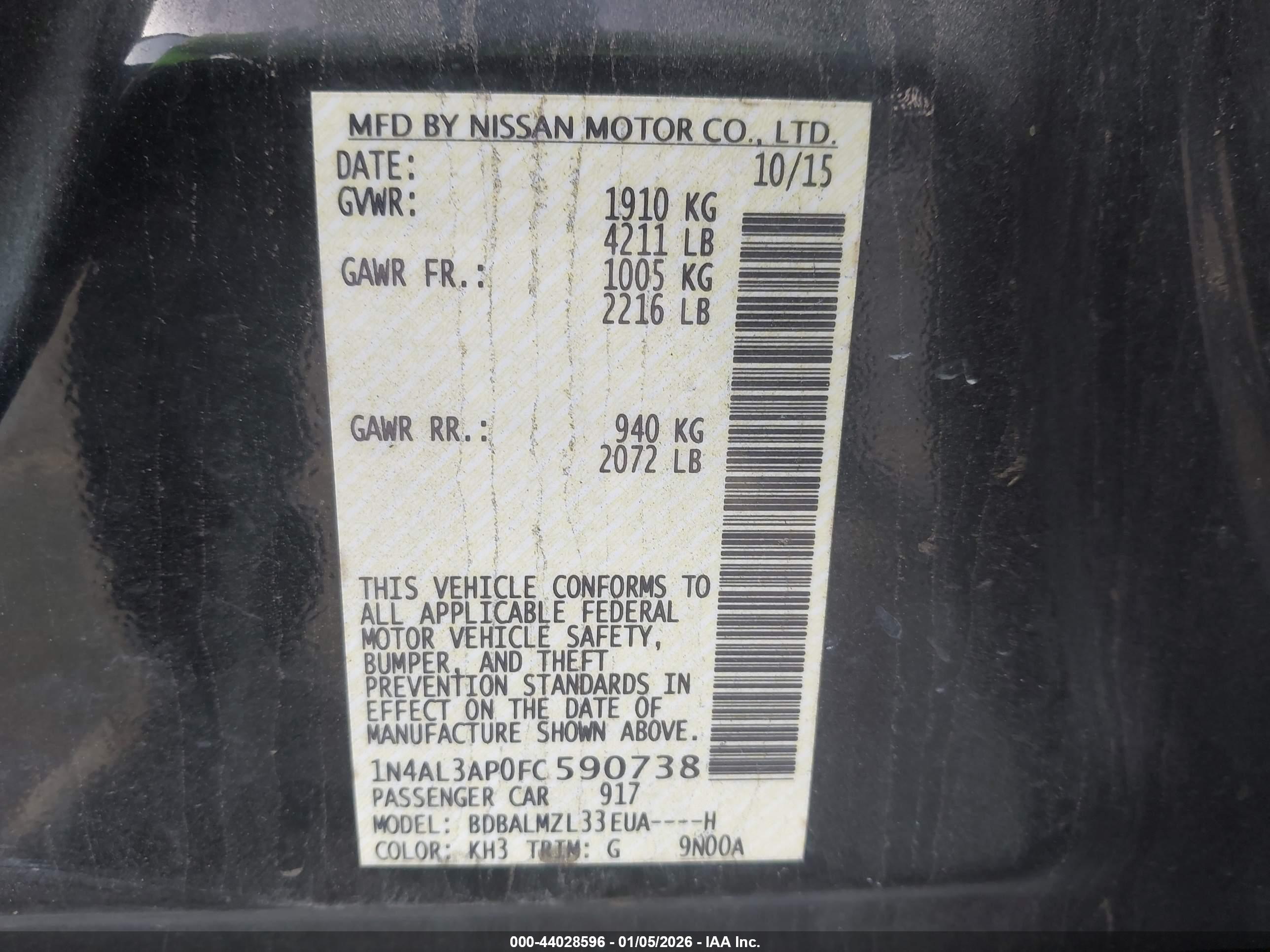 NISSAN ALTIMA image 9