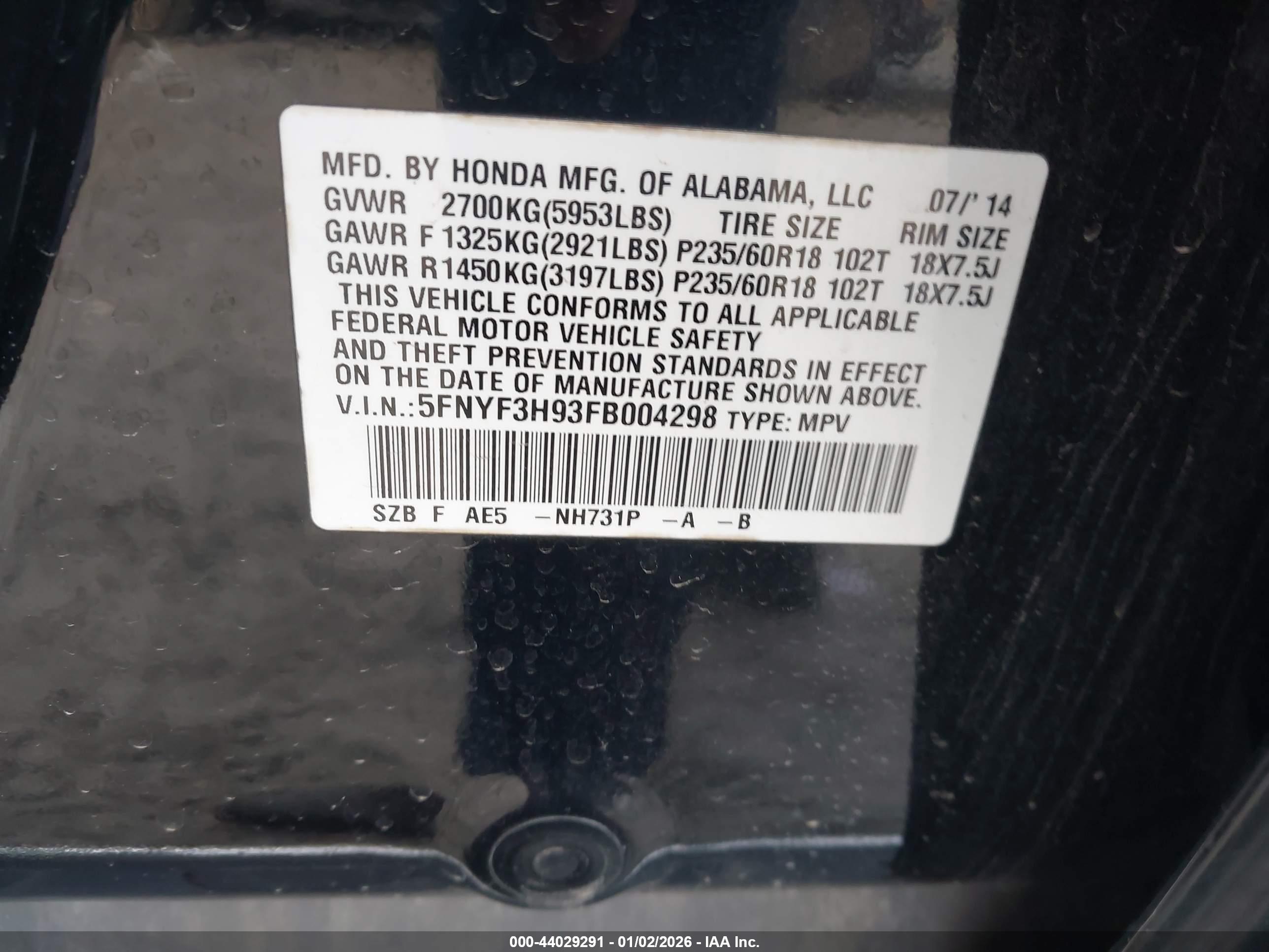 HONDA PILOT image 9