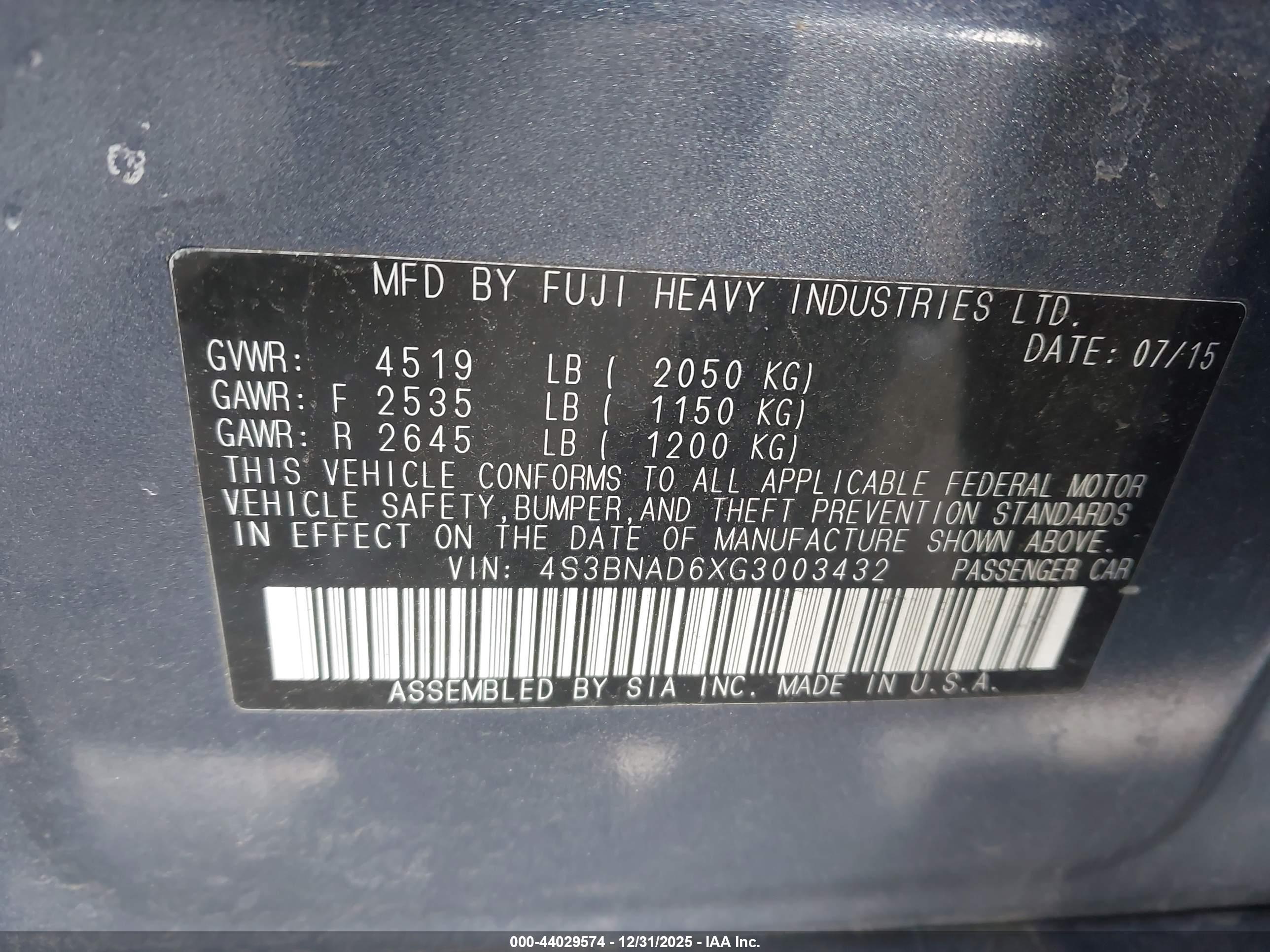 SUBARU LEGACY image 9