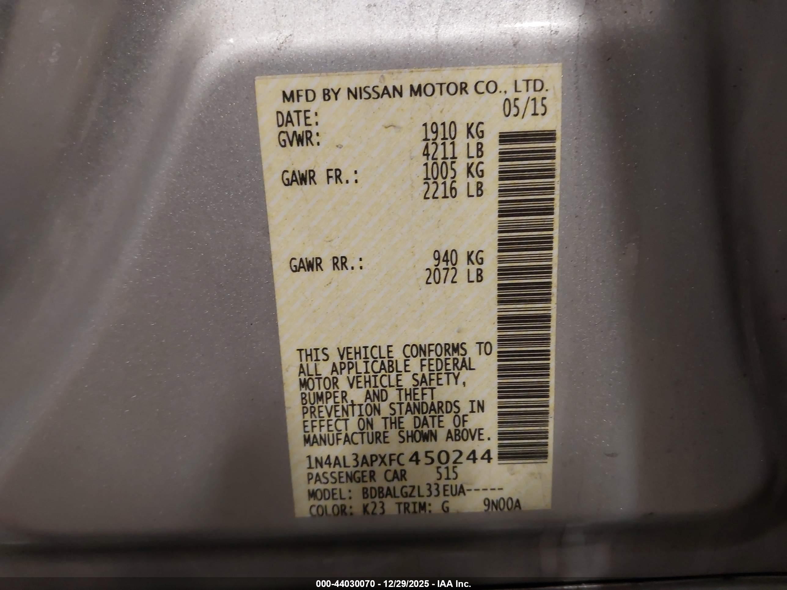 NISSAN ALTIMA image 9