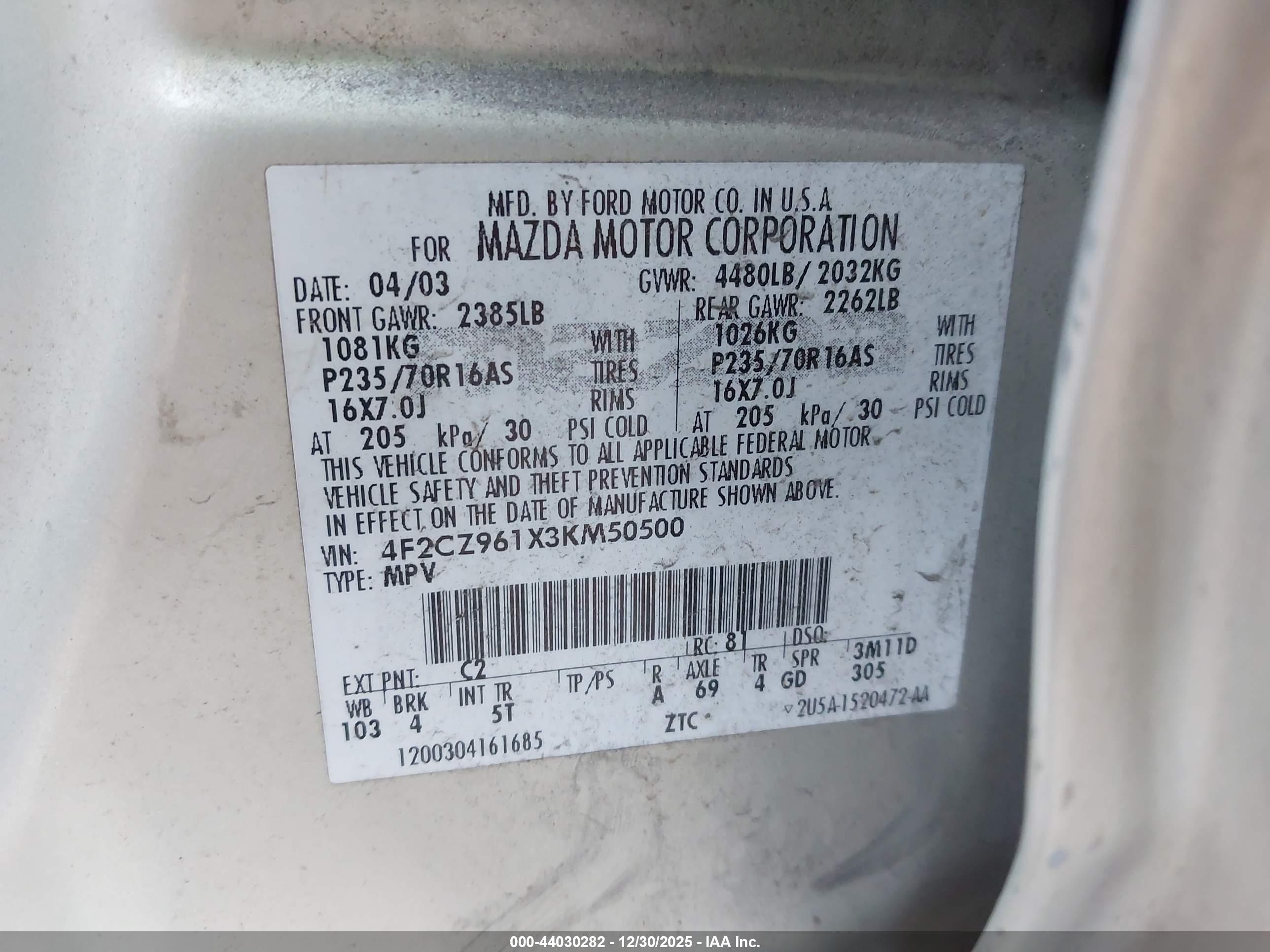 MAZDA TRIBUTE image 9