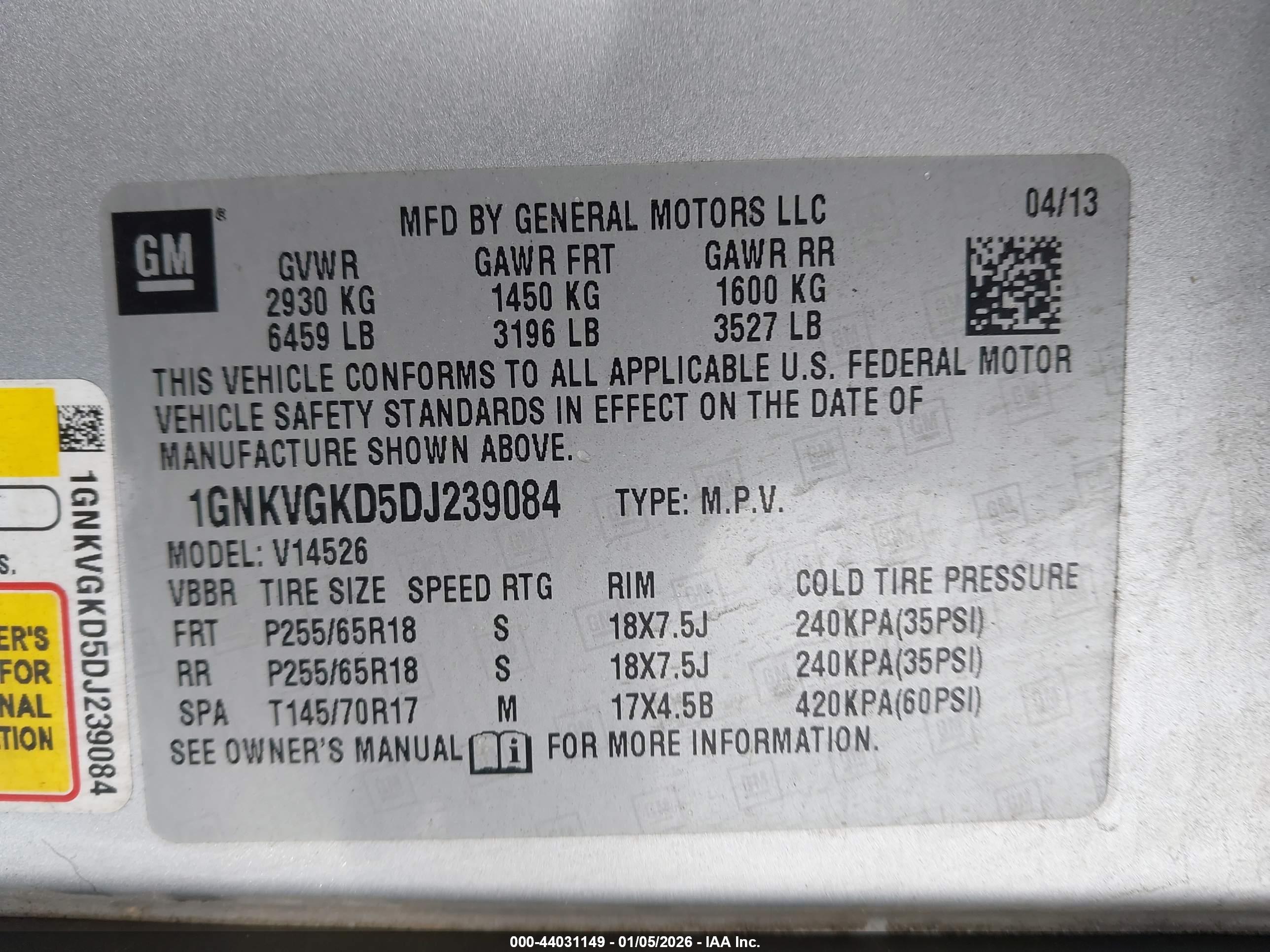 CHEVROLET TRAVERSE image 9