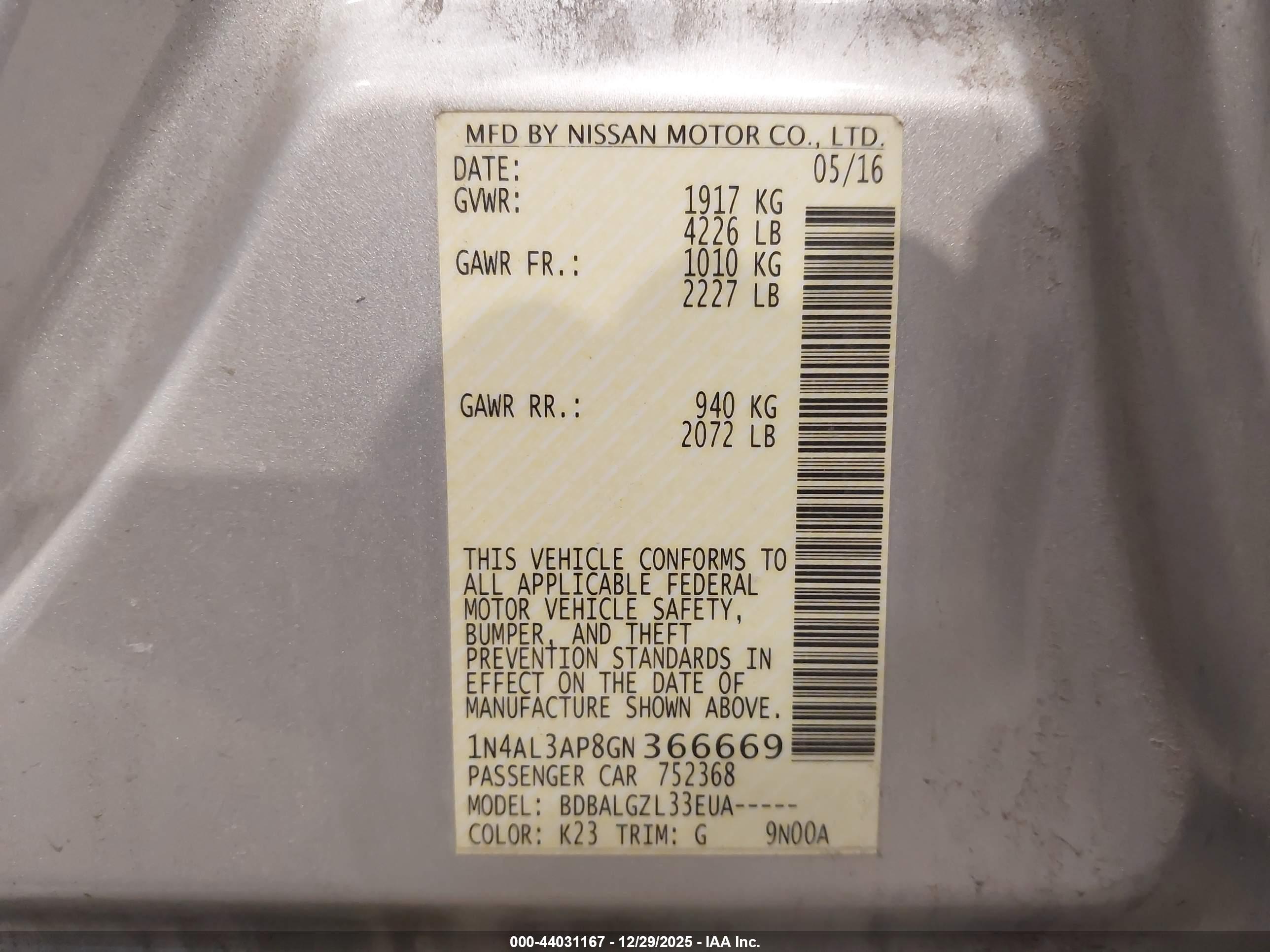 NISSAN ALTIMA image 9