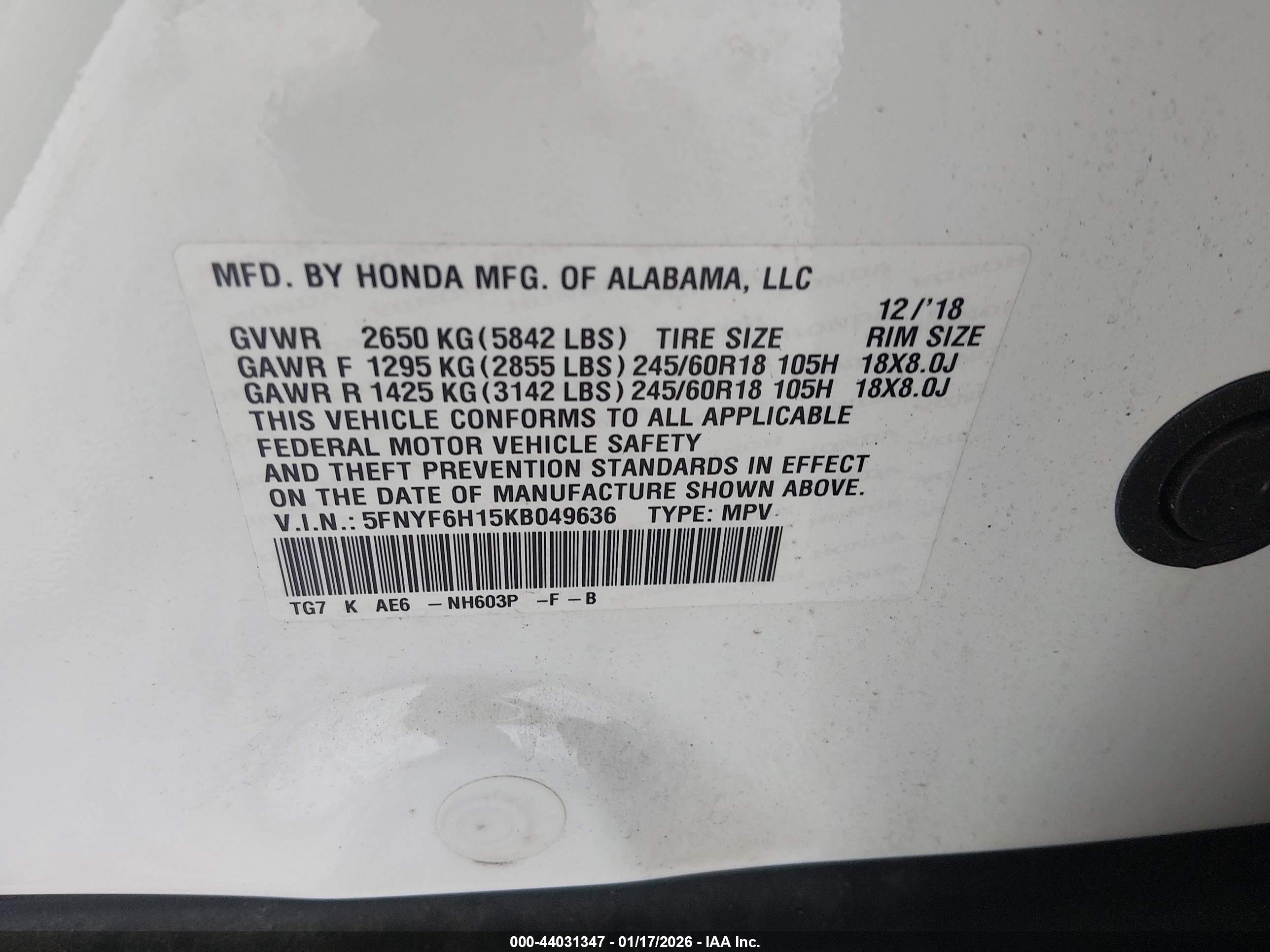 HONDA PILOT image 9