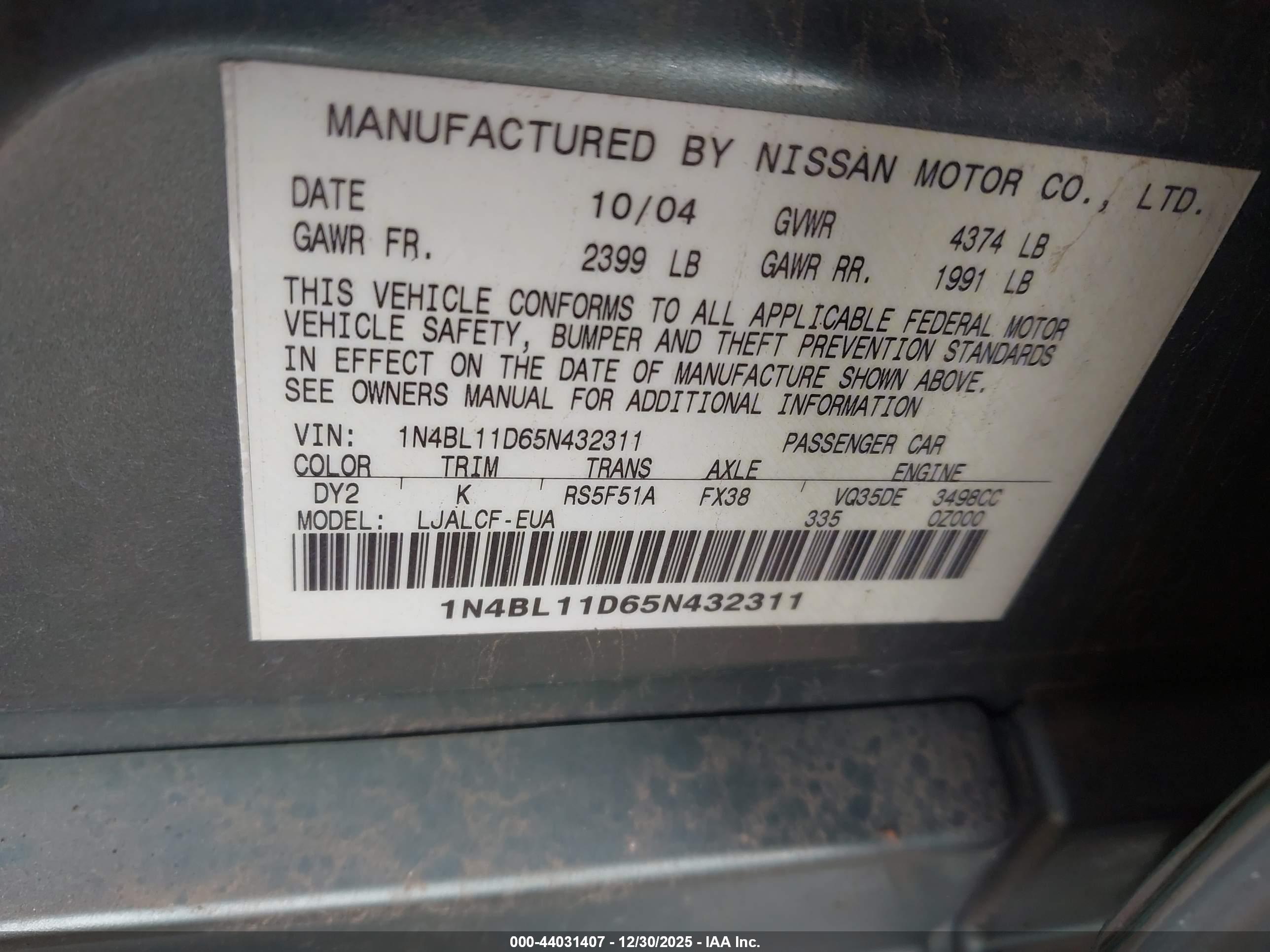 NISSAN ALTIMA image 9
