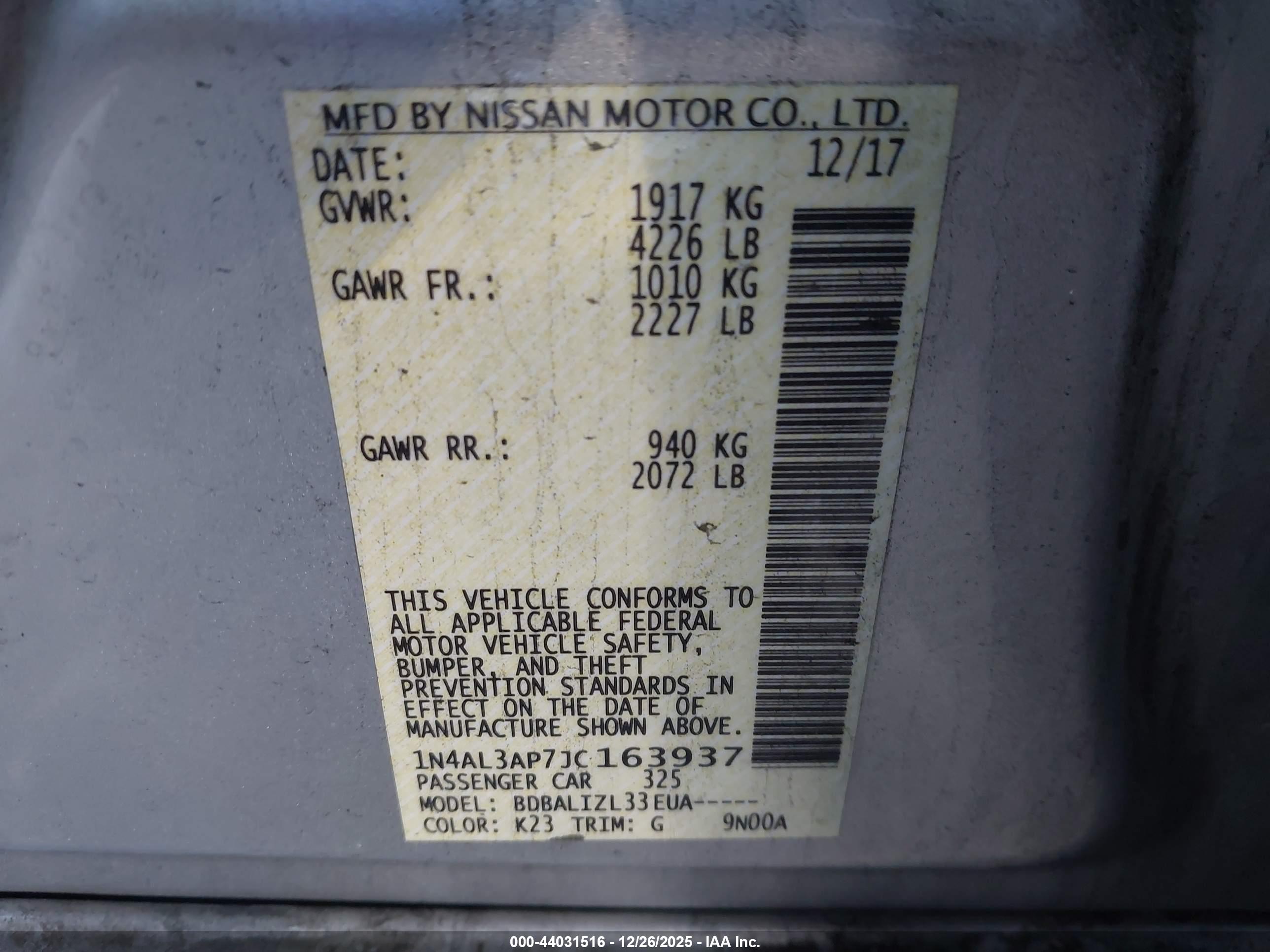 NISSAN ALTIMA image 9