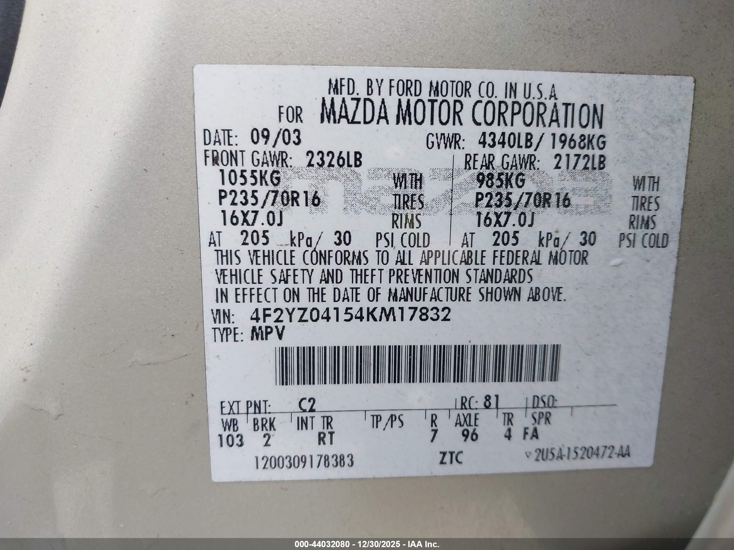 MAZDA TRIBUTE image 9