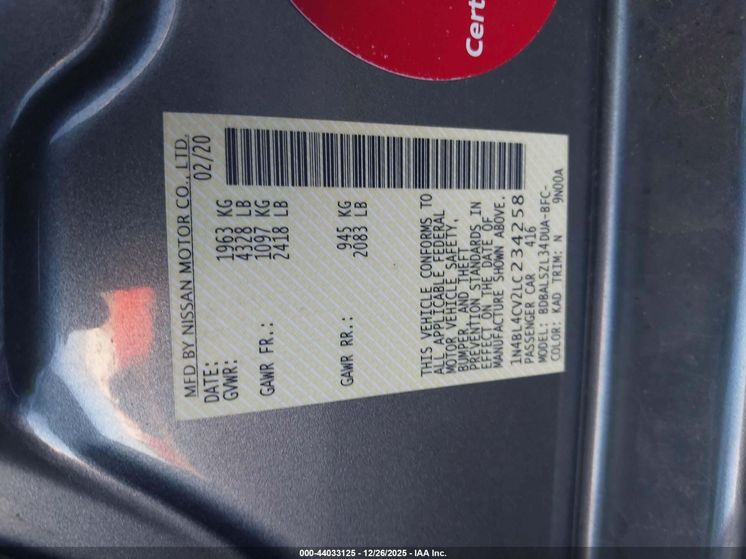 NISSAN ALTIMA image 9