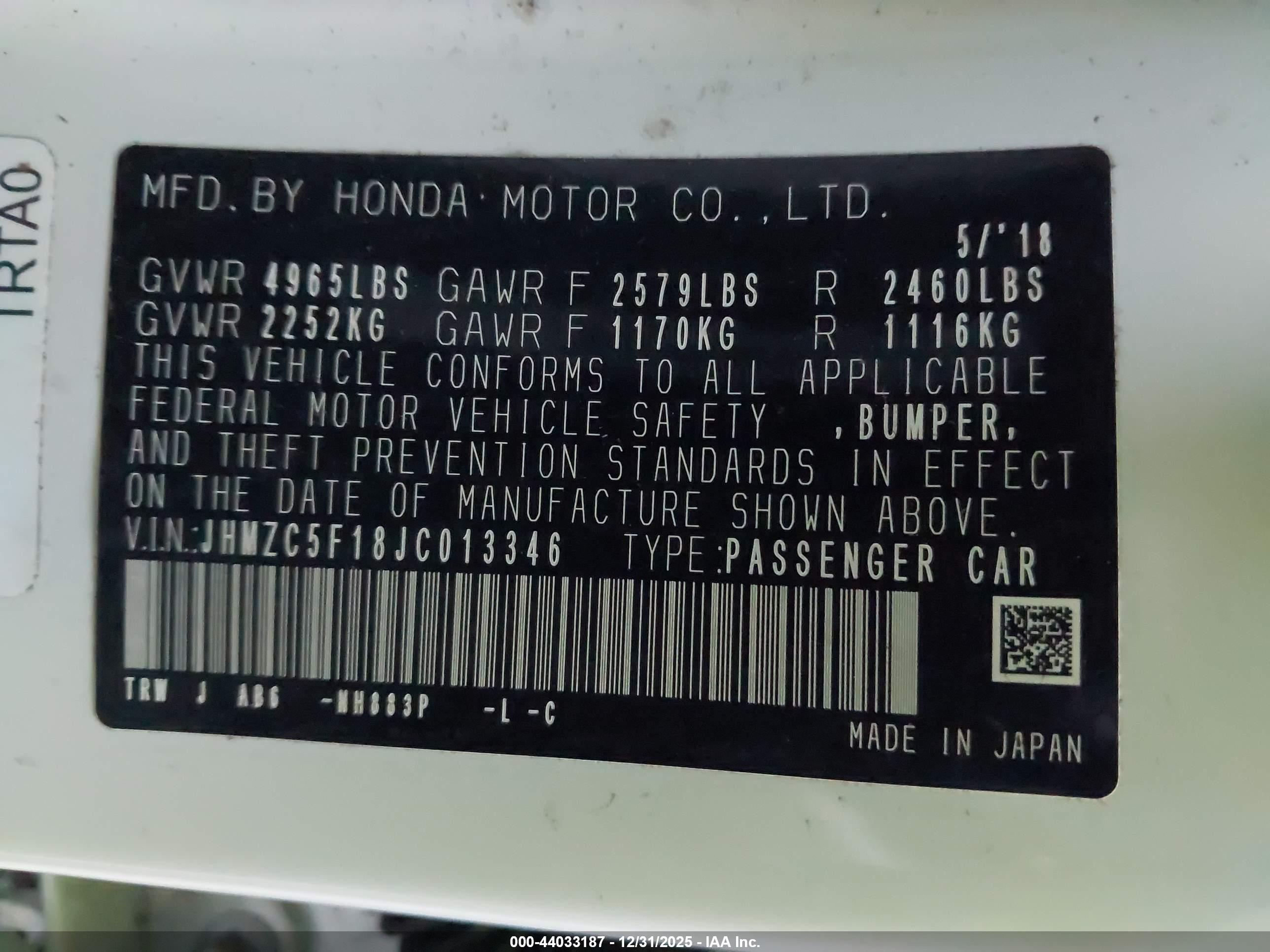 HONDA CLARITY image 9
