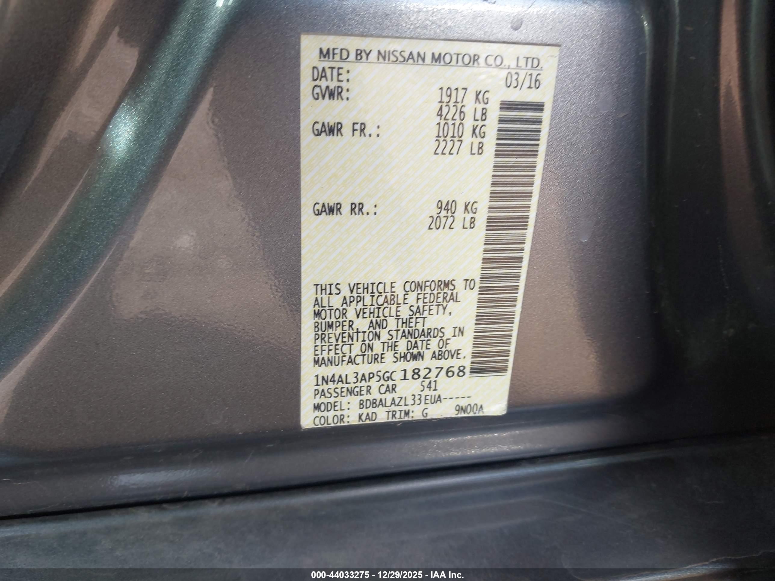 NISSAN ALTIMA image 9