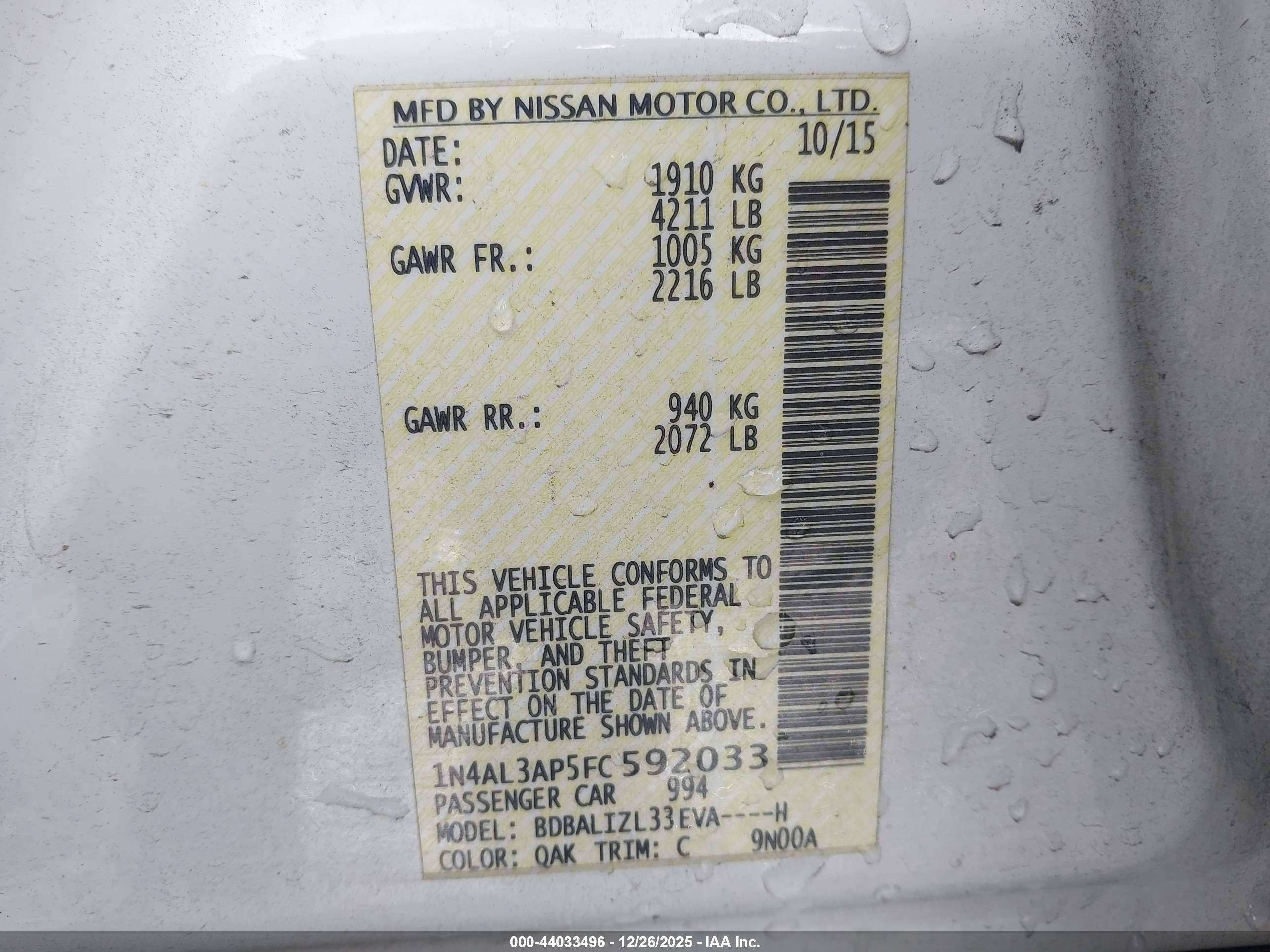 NISSAN ALTIMA image 9