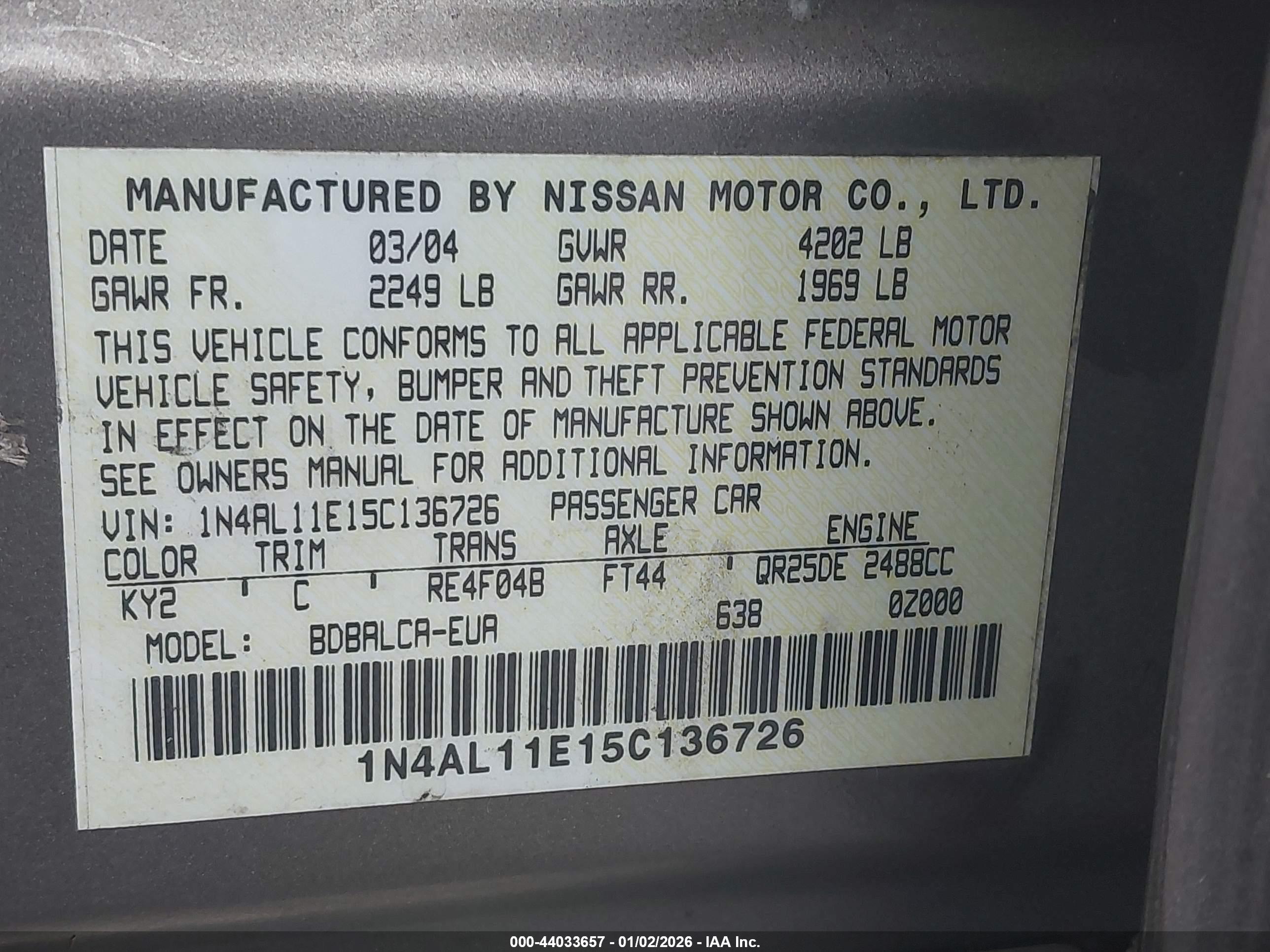 NISSAN ALTIMA image 9