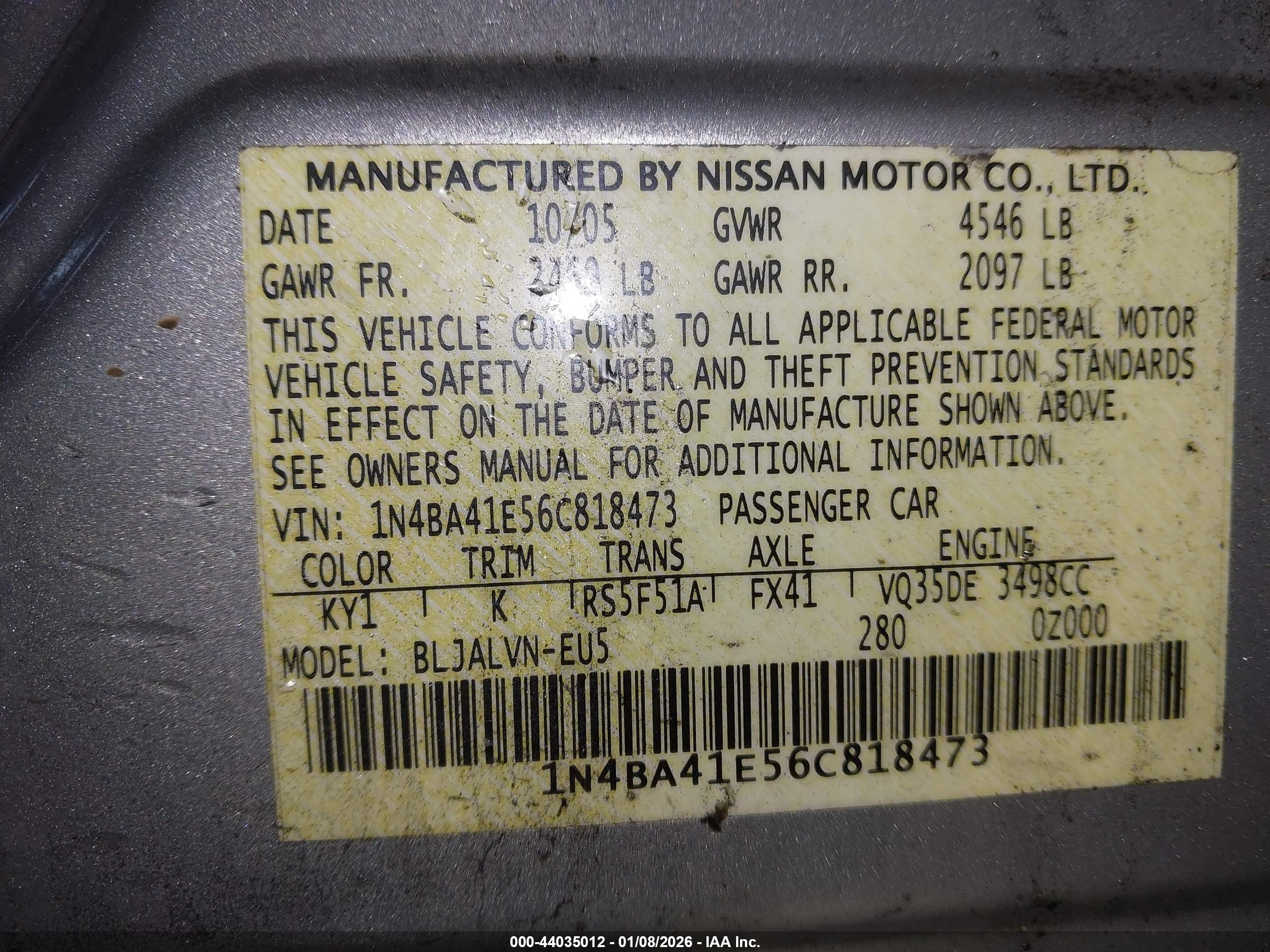 NISSAN MAXIMA image 9
