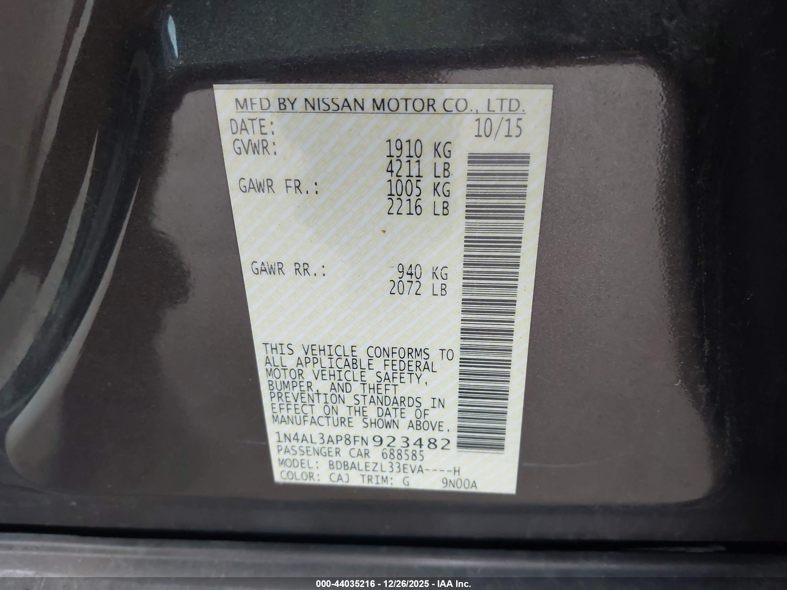 NISSAN ALTIMA image 9