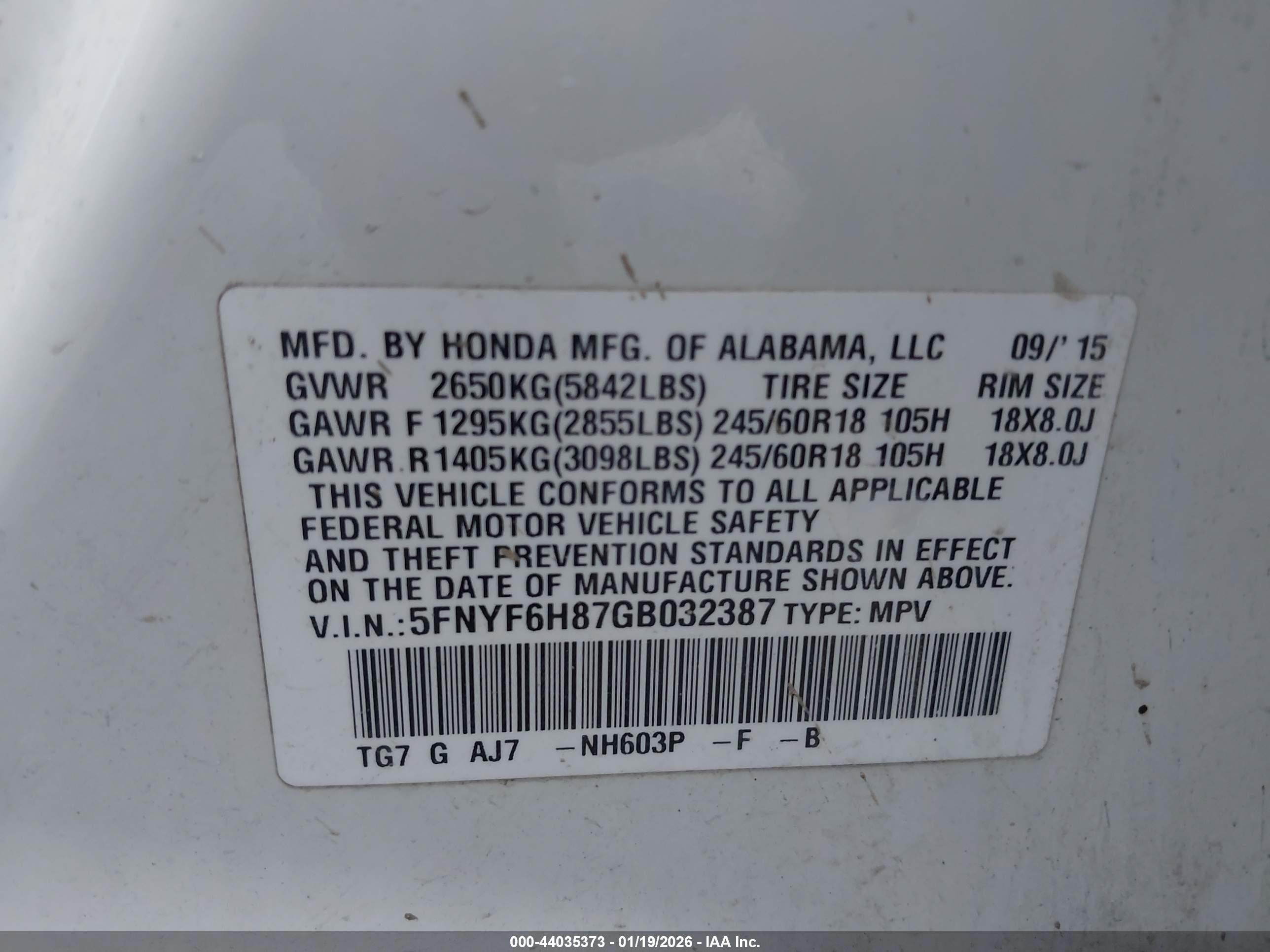HONDA PILOT image 9