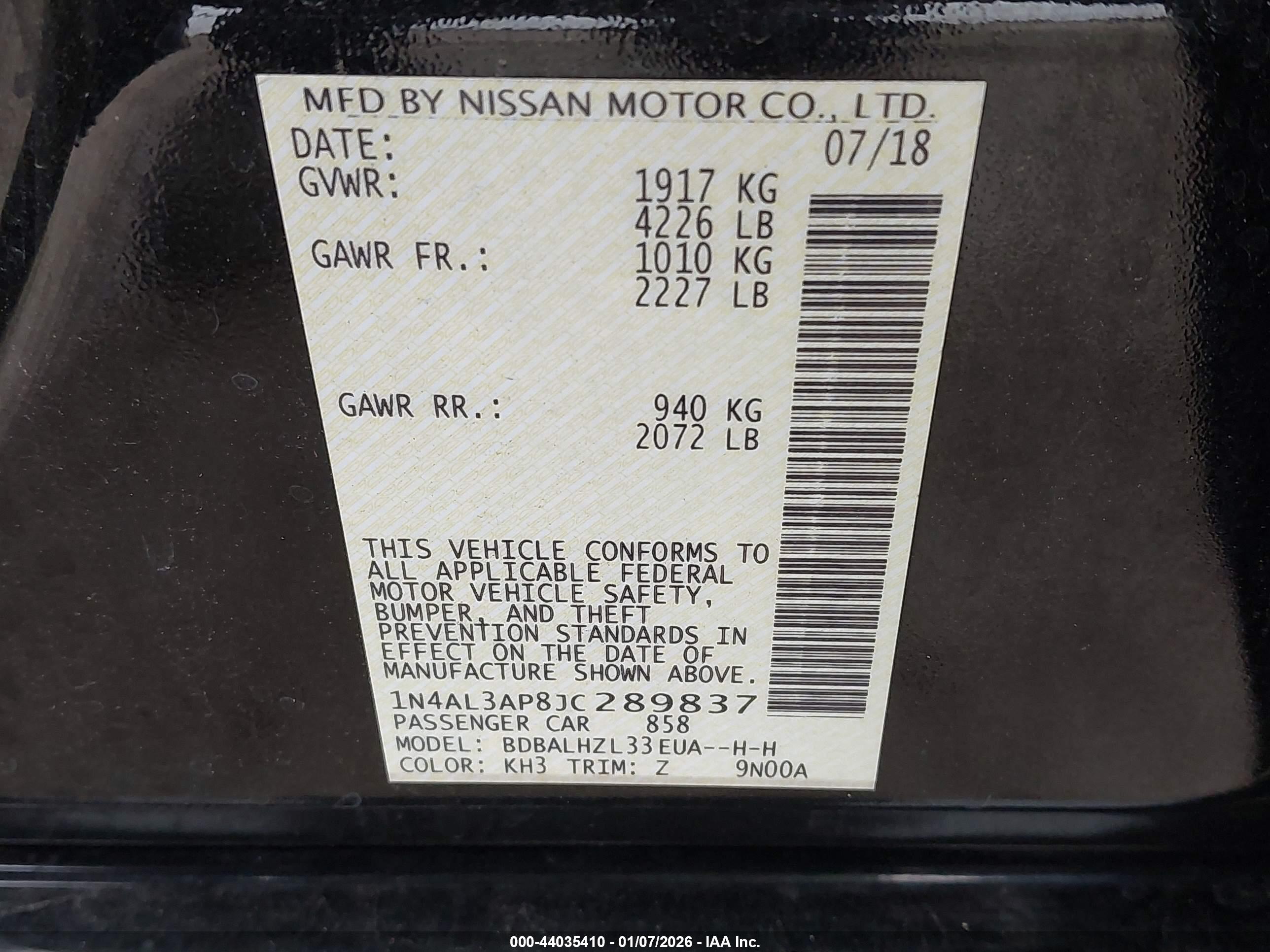 NISSAN ALTIMA image 9