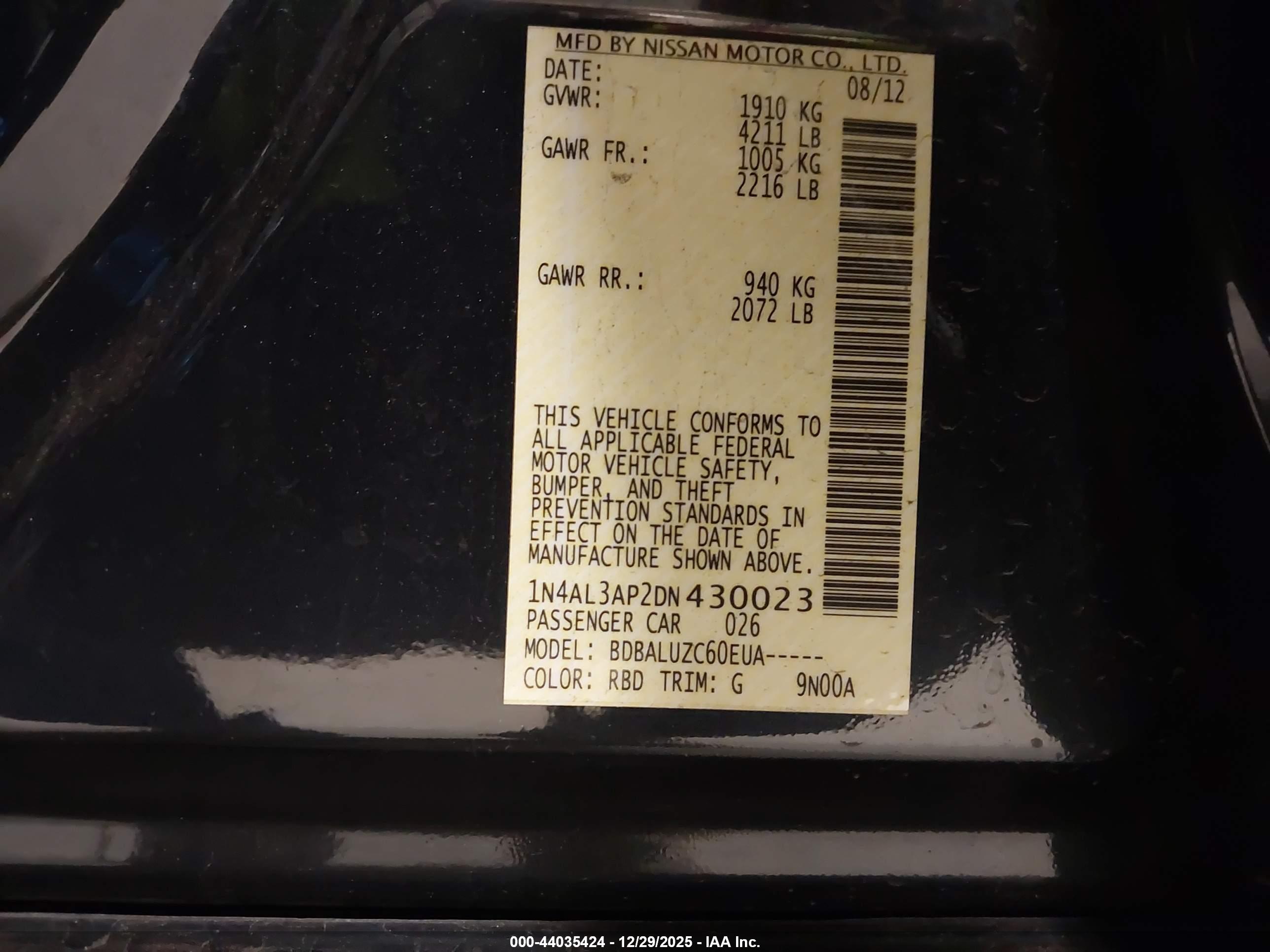 NISSAN ALTIMA image 9