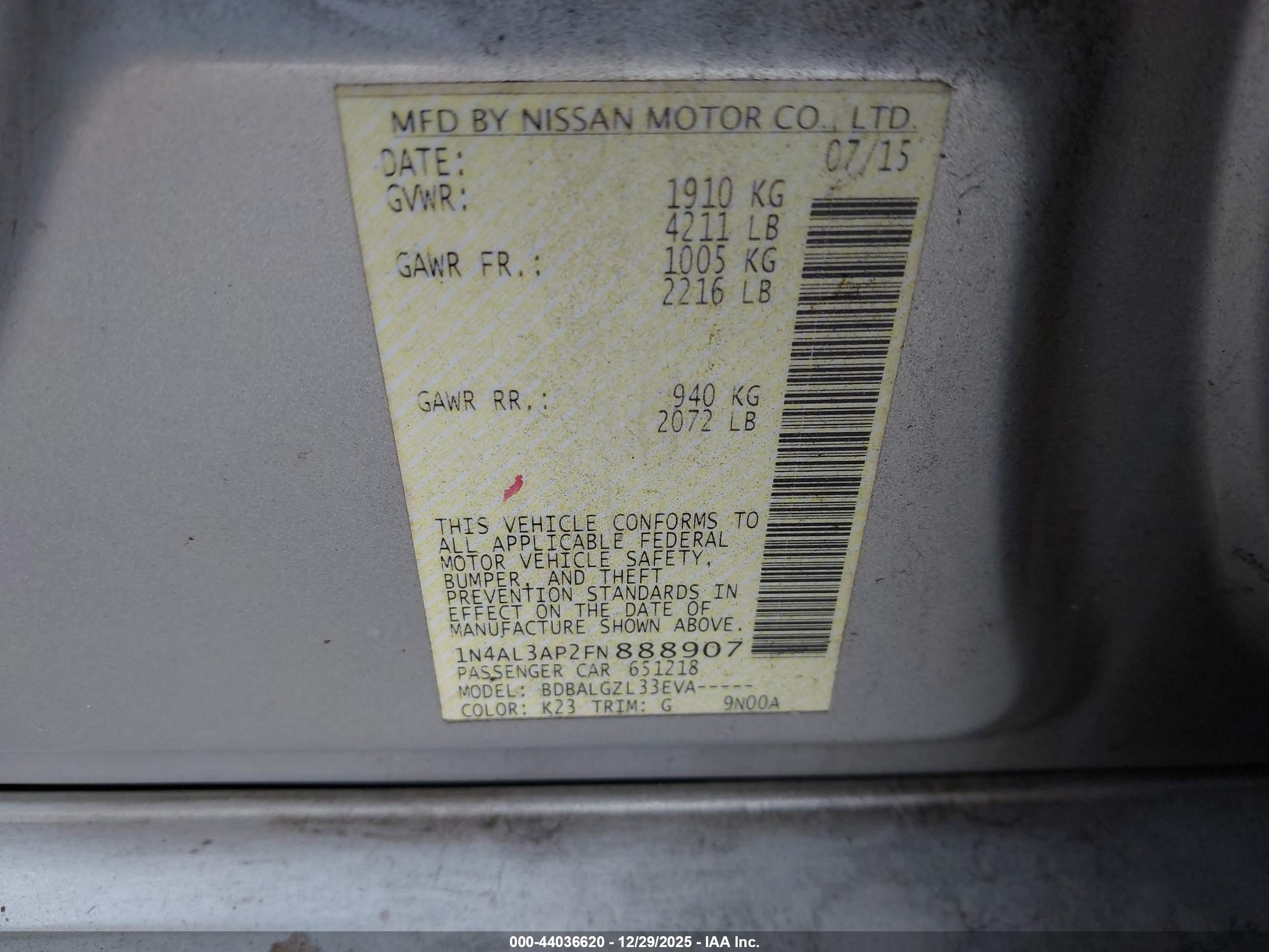 NISSAN ALTIMA image 9