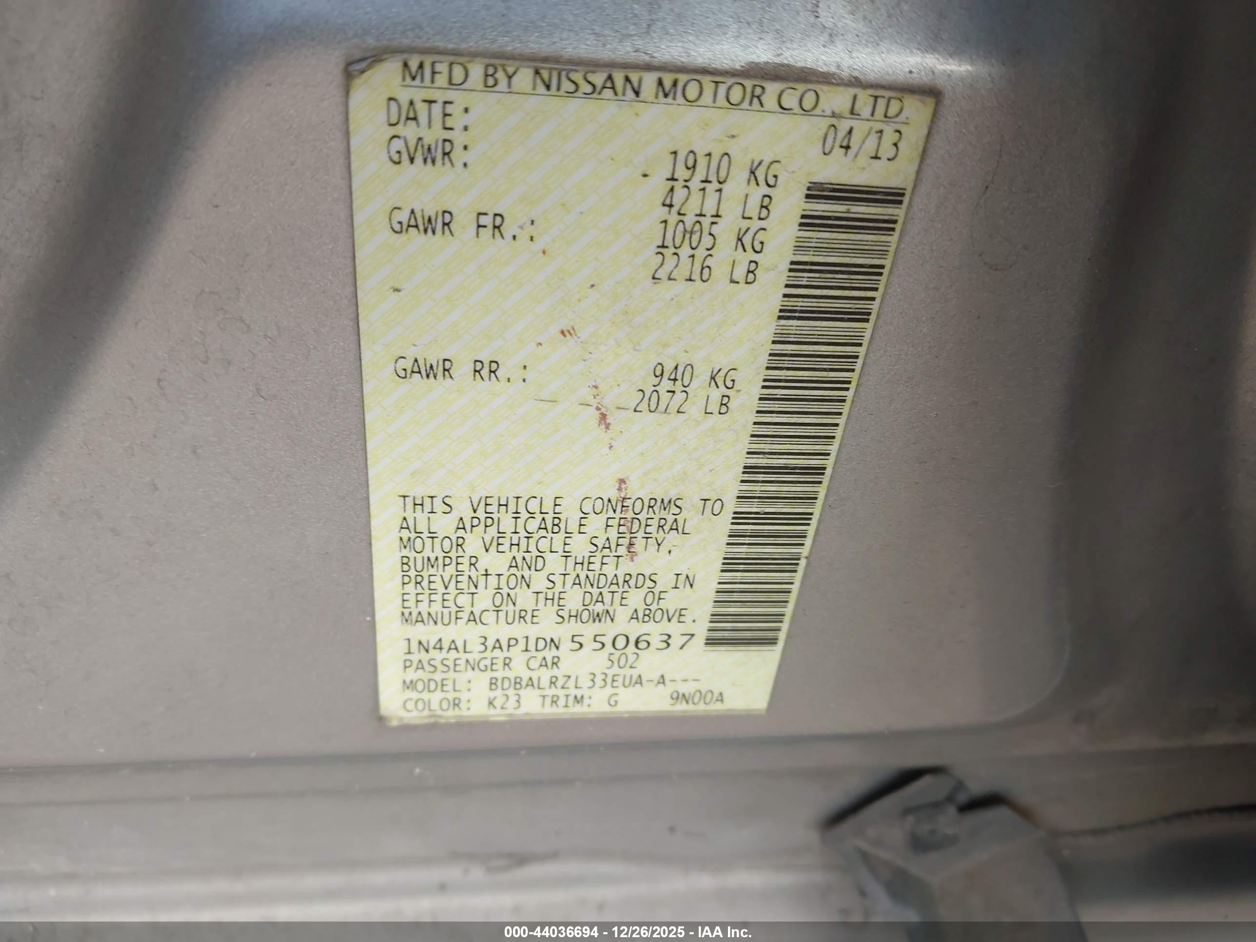 NISSAN ALTIMA image 9