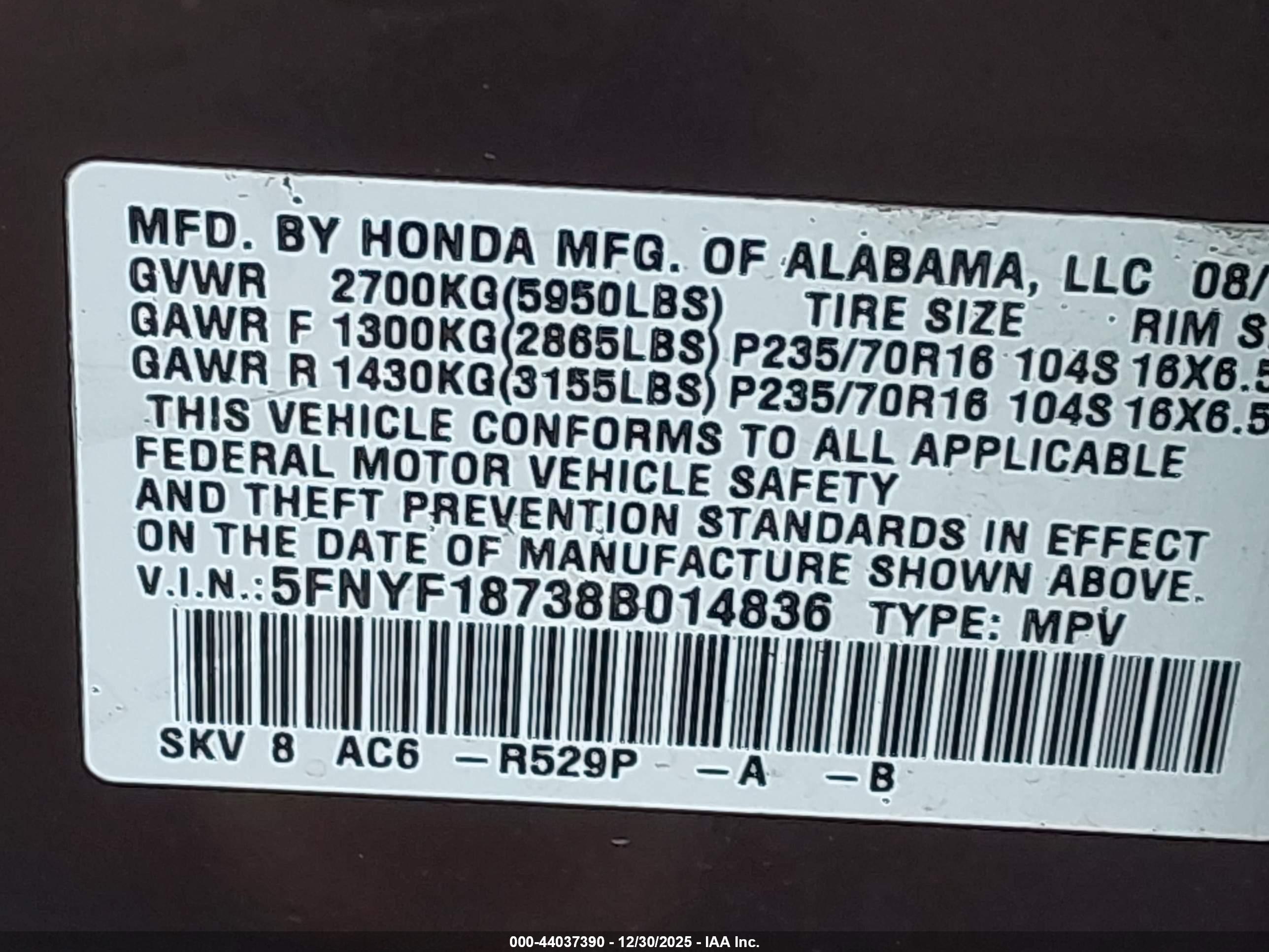 HONDA PILOT image 9