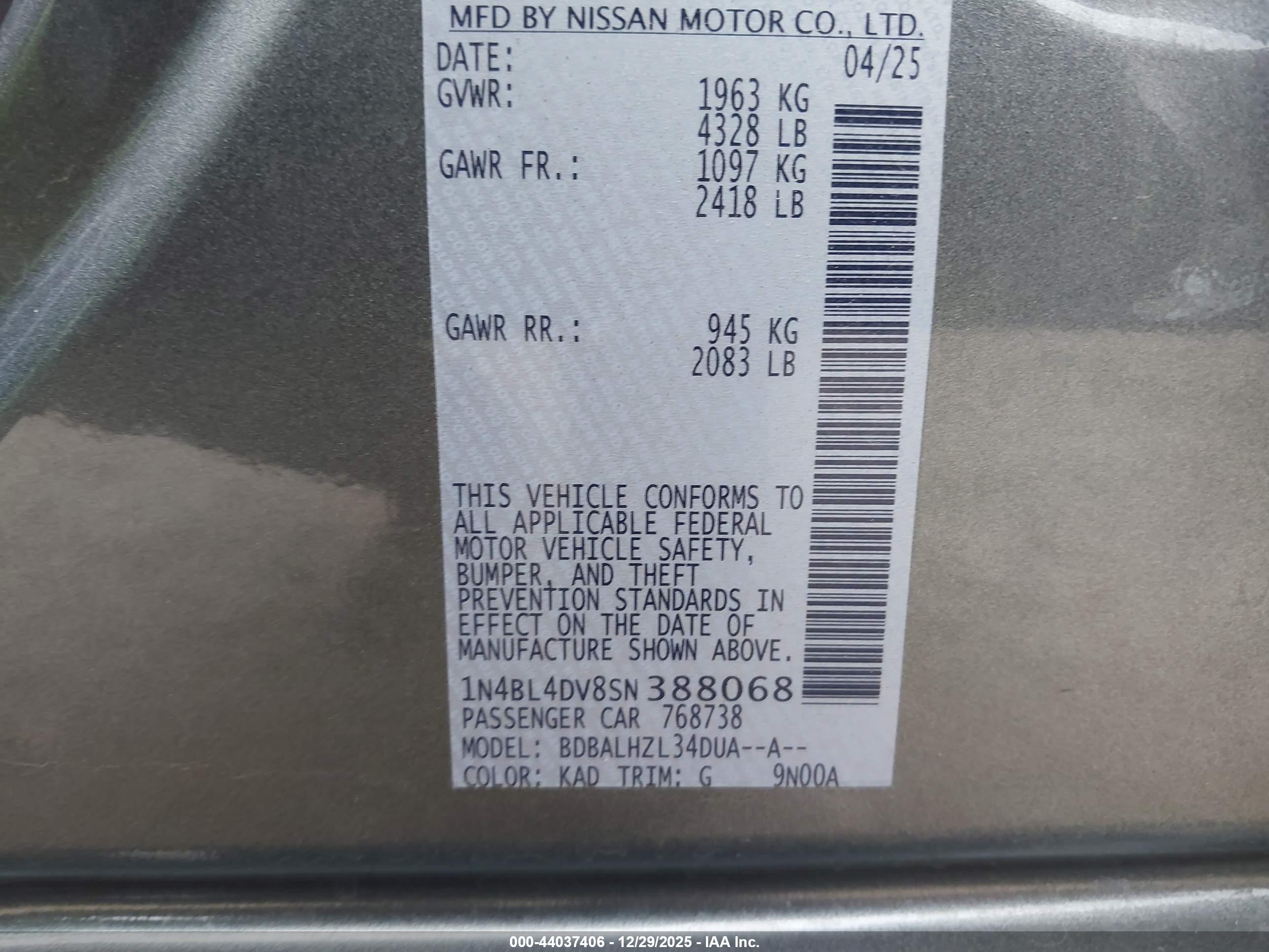 NISSAN ALTIMA image 9