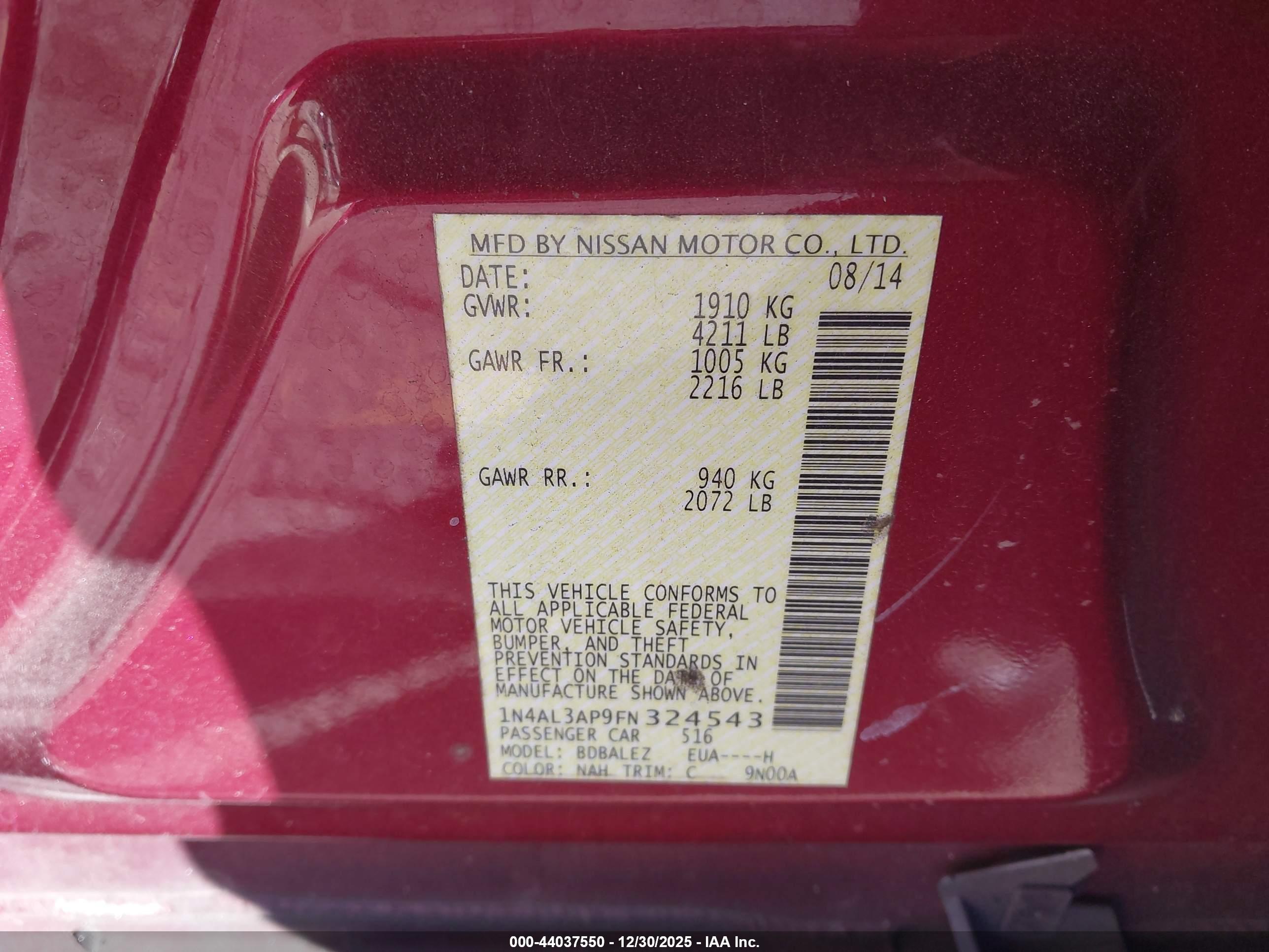 NISSAN ALTIMA image 9