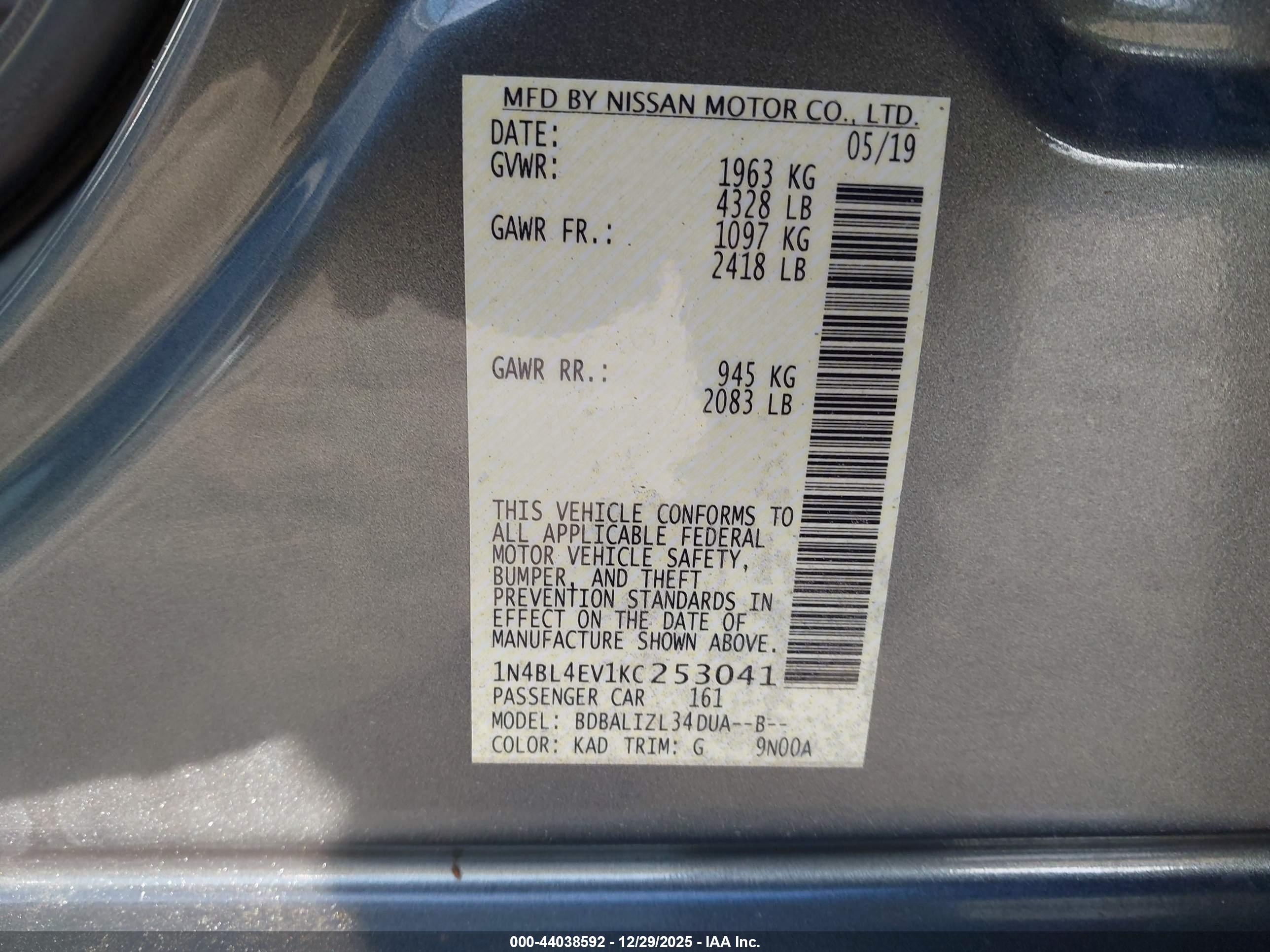 NISSAN ALTIMA image 9