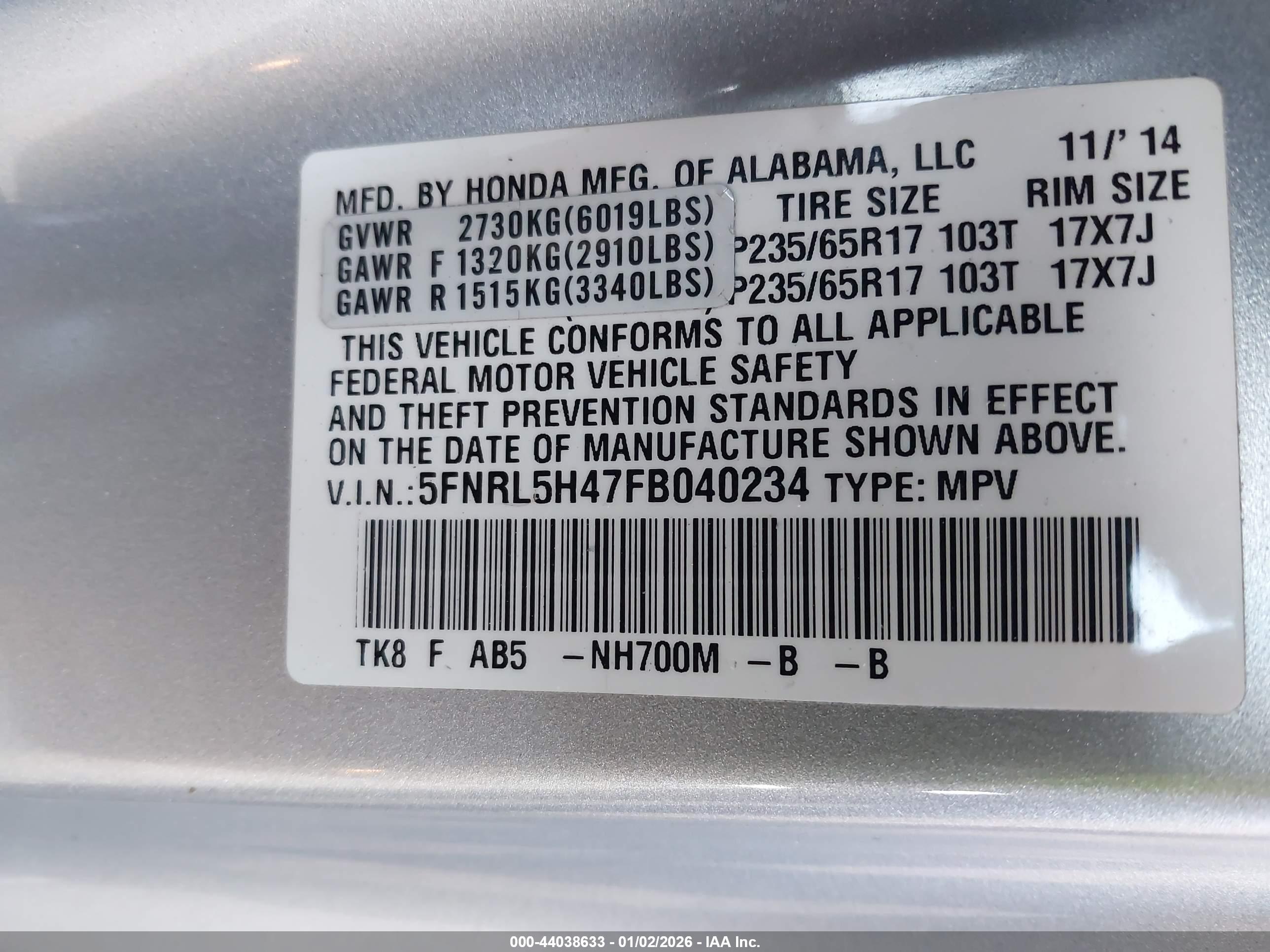 HONDA ODYSSEY image 9