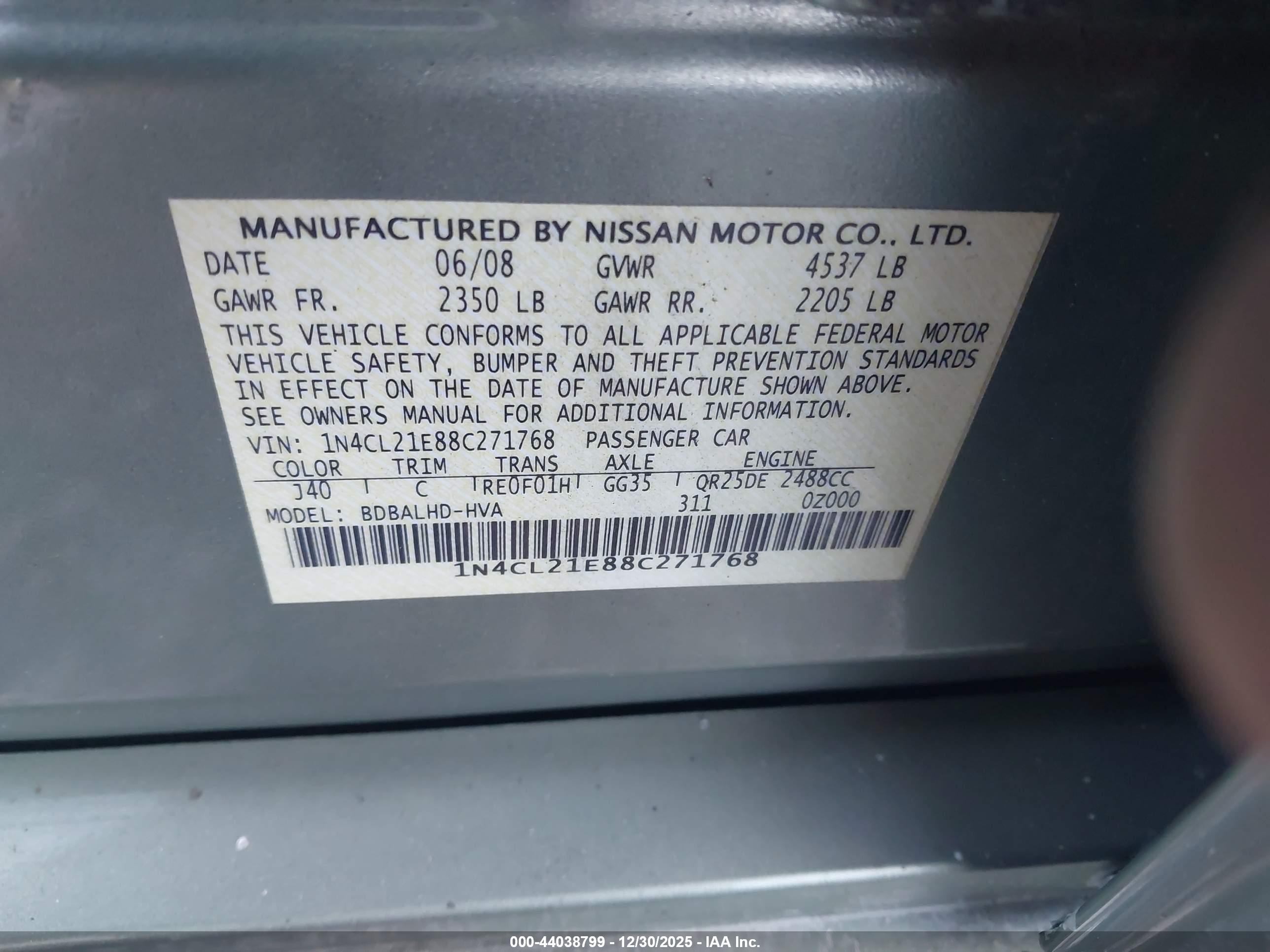NISSAN ALTIMA image 9