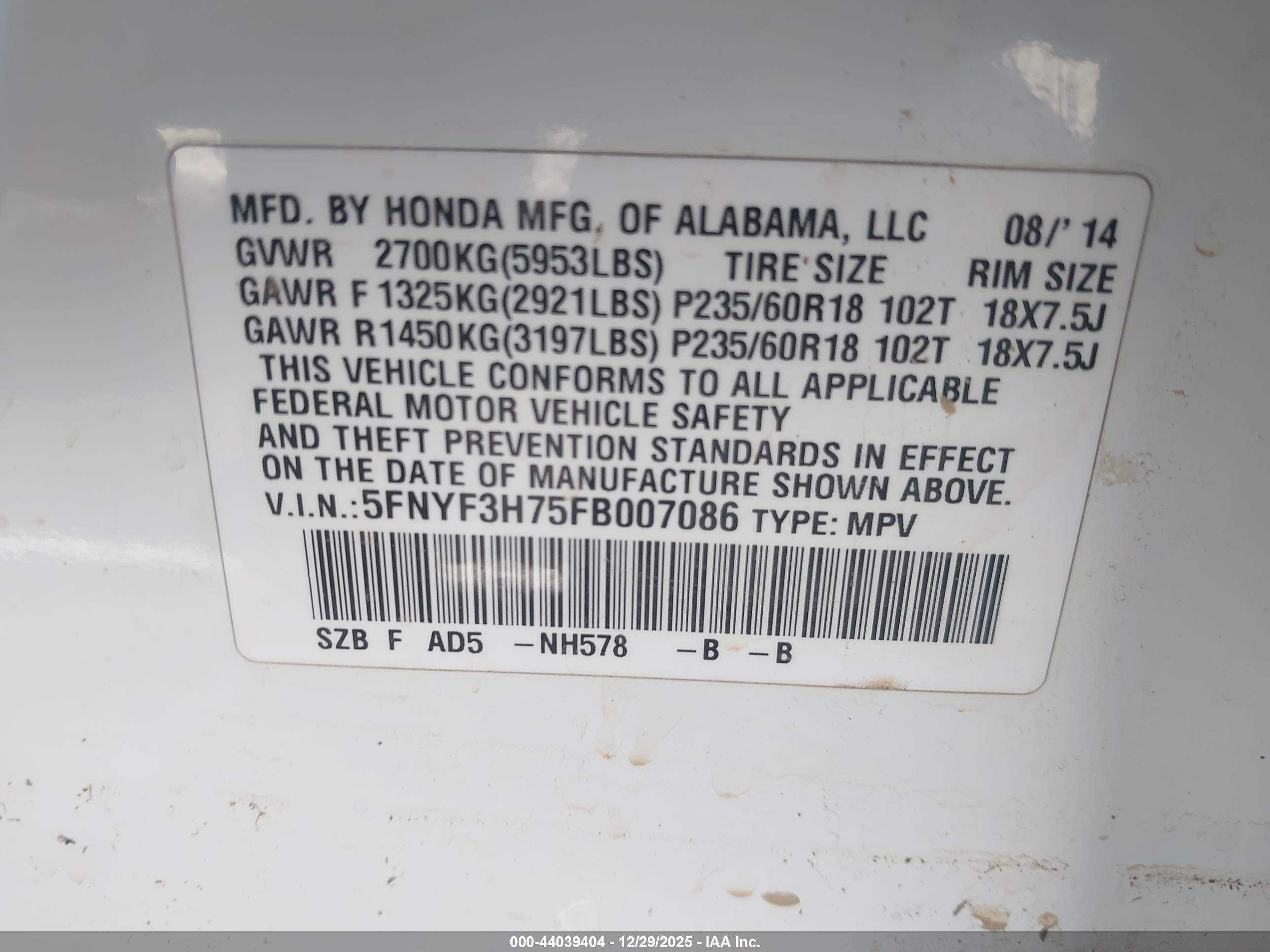 HONDA PILOT image 9