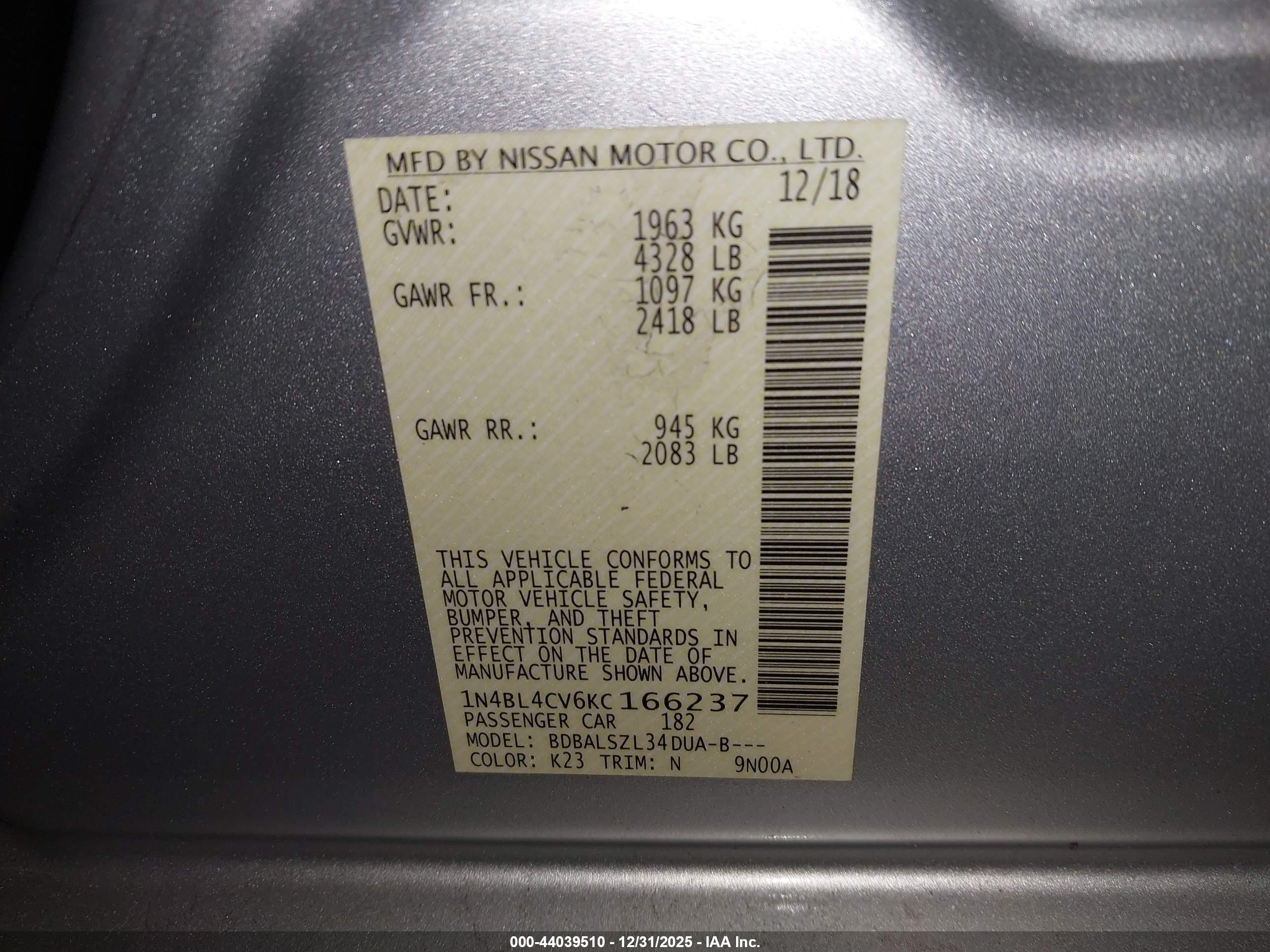 NISSAN ALTIMA image 9