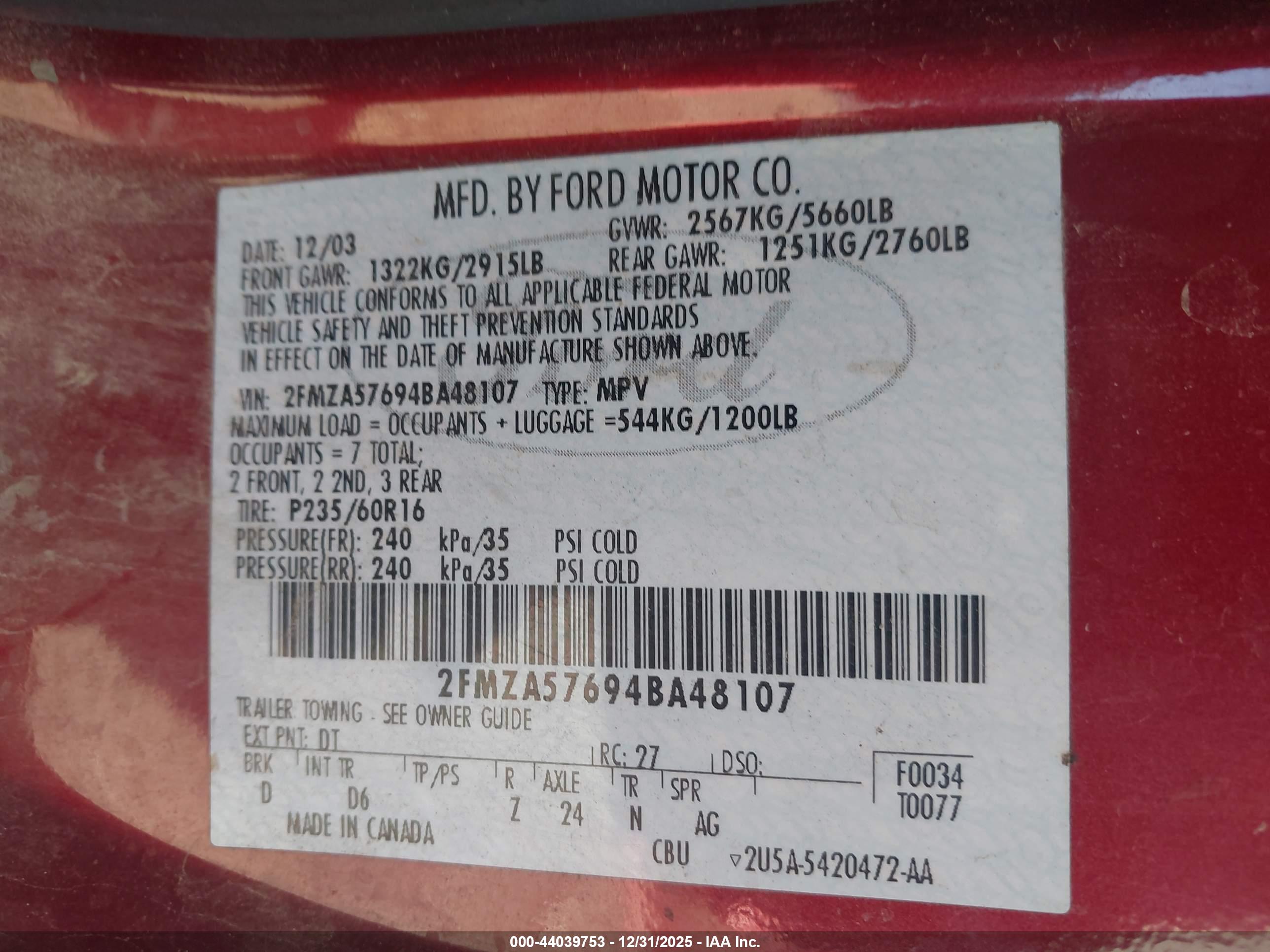 FORD FREESTAR image 9