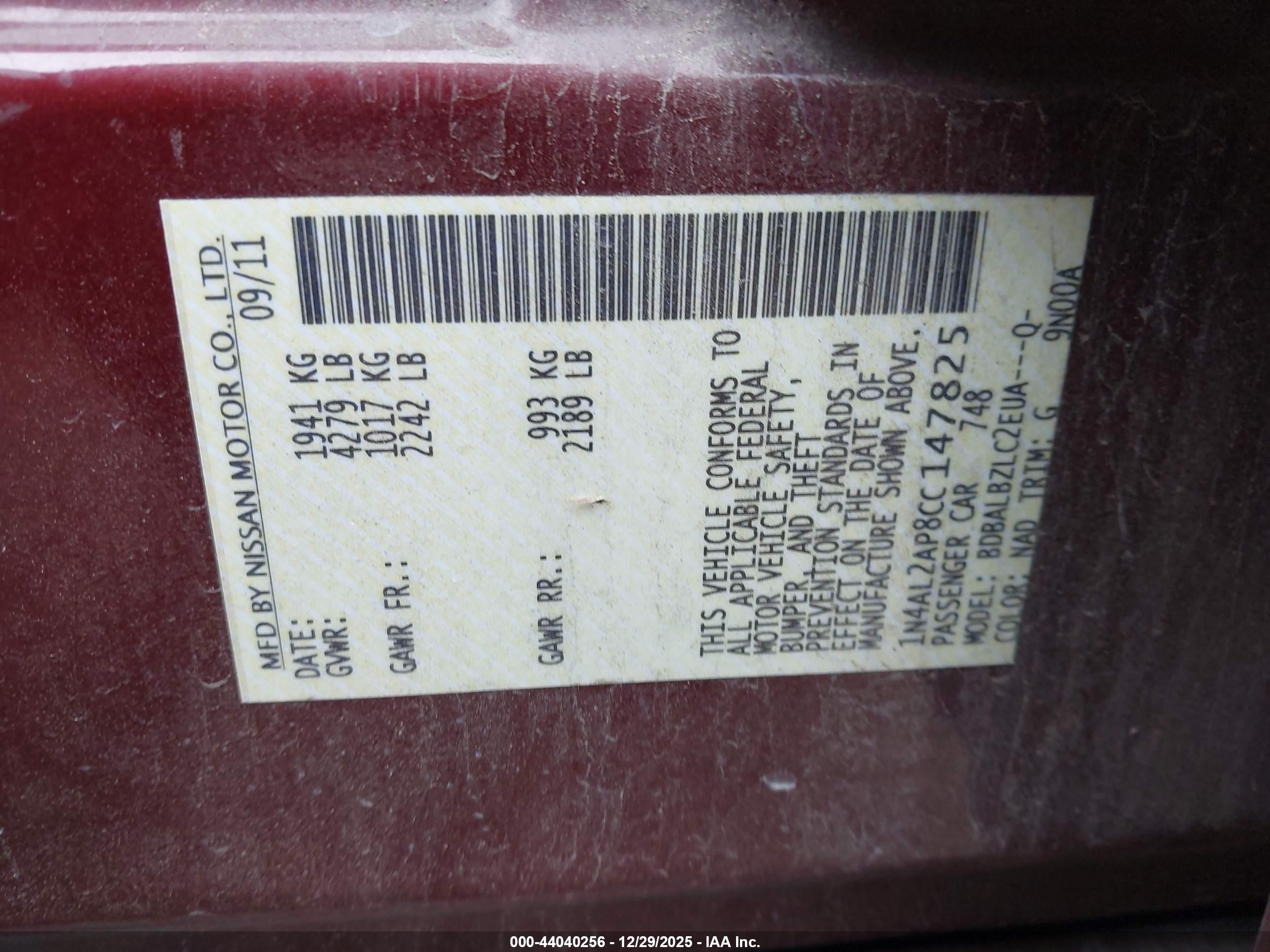 NISSAN ALTIMA image 9